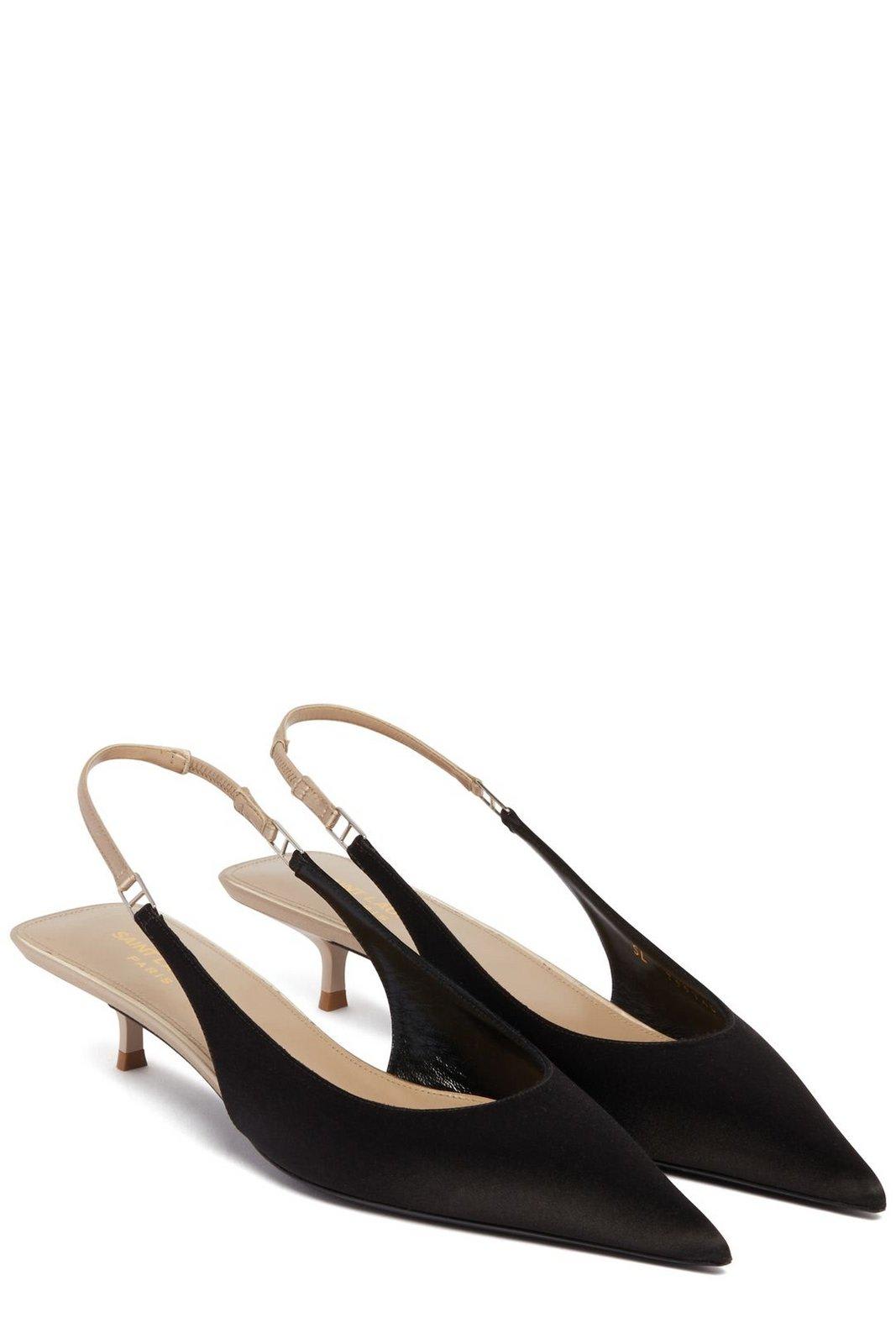 Shop Saint Laurent Cherish Slingback Pumps In Nero Partridge Pink