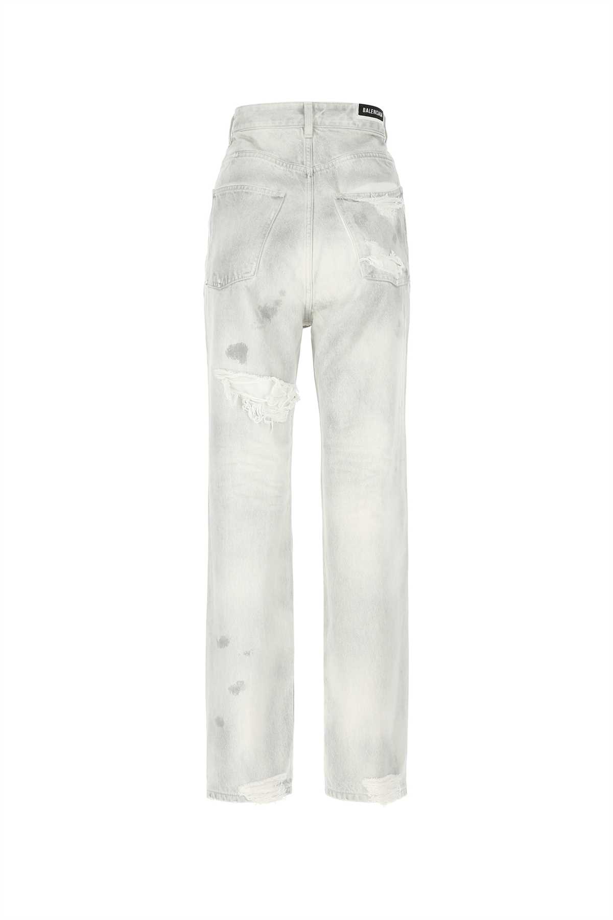 Shop Balenciaga Light Grey Denim Jeans In Stonewashwhite