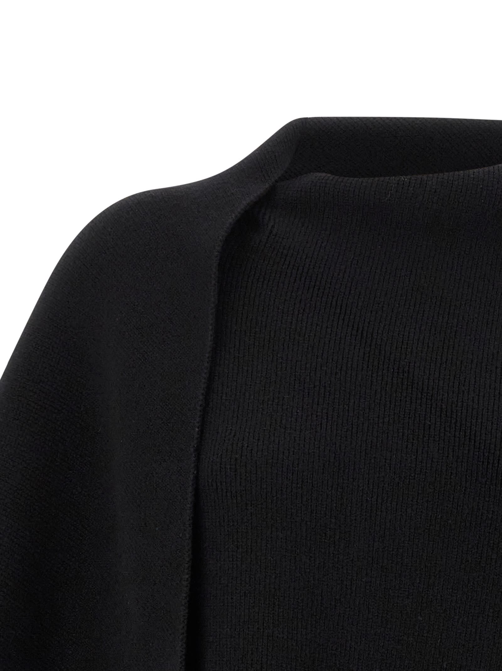 Alberta Ferretti Draped Knit Cardigan With Ribbed Accents In Black