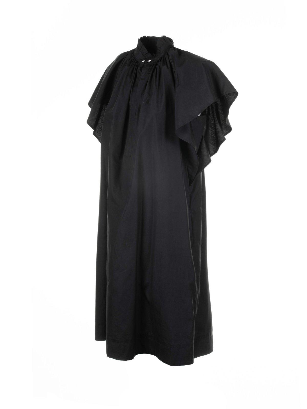 Shop Max Mara Ruffled Short-sleeved Dress  Studio In Black