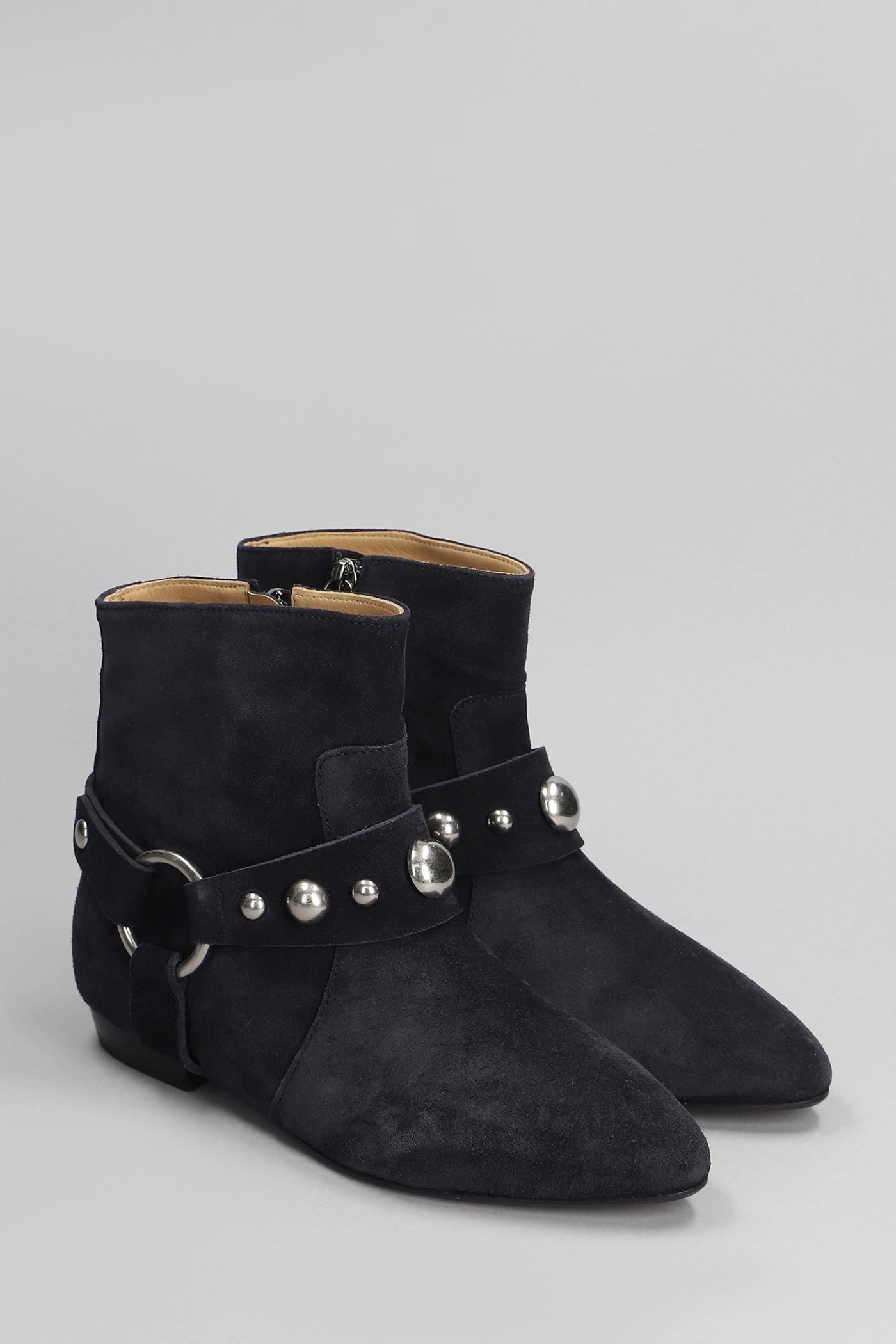 Shop Isabel Marant Siago Low Heels Ankle Boots In Black Suede