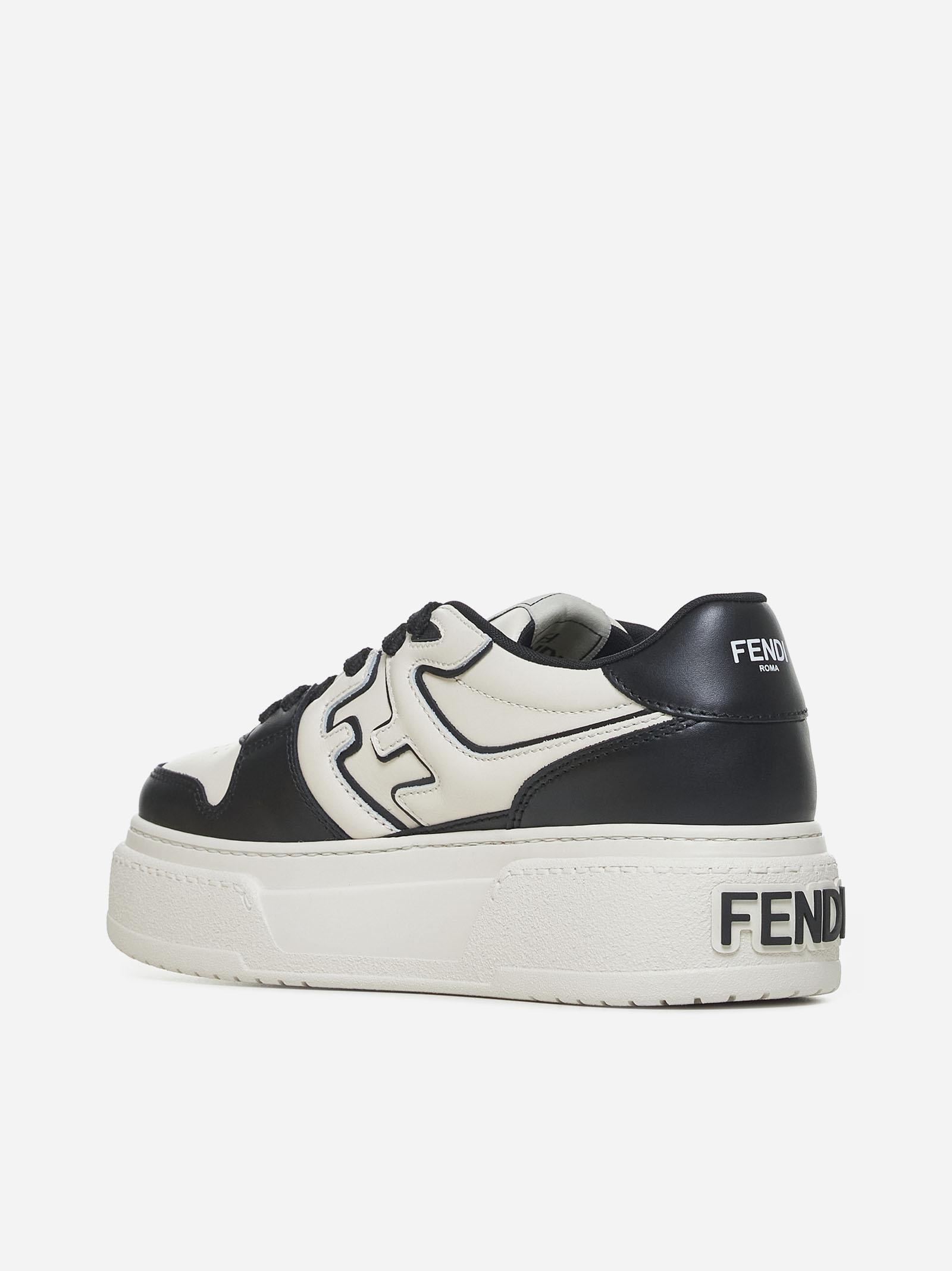 Shop Fendi Match Leather Platform Sneakers In White