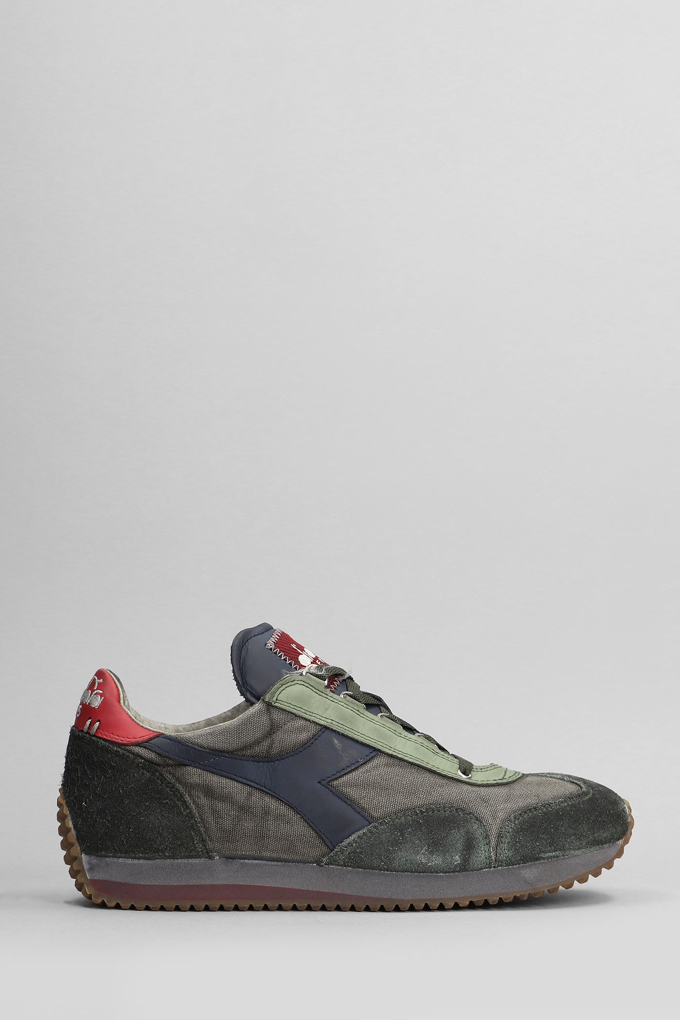 Equipe H Sneakers In Green Suede And Fabric