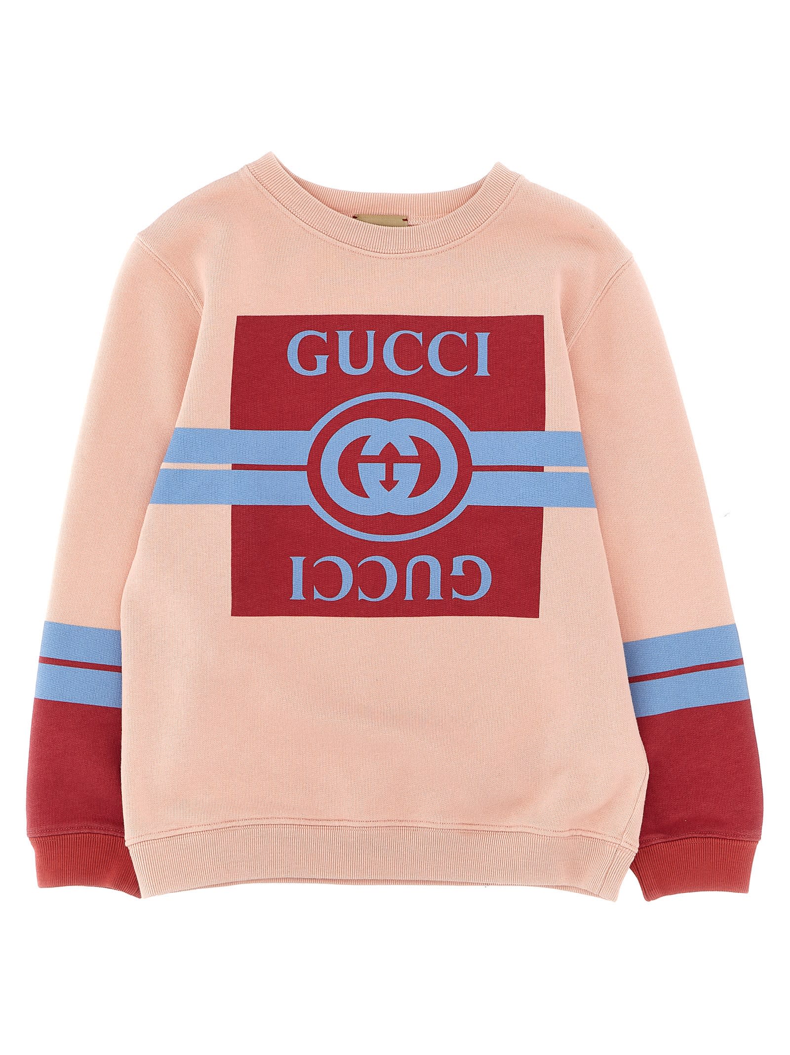 Gucci Kids' Logo Print Sweatshirt In Pink