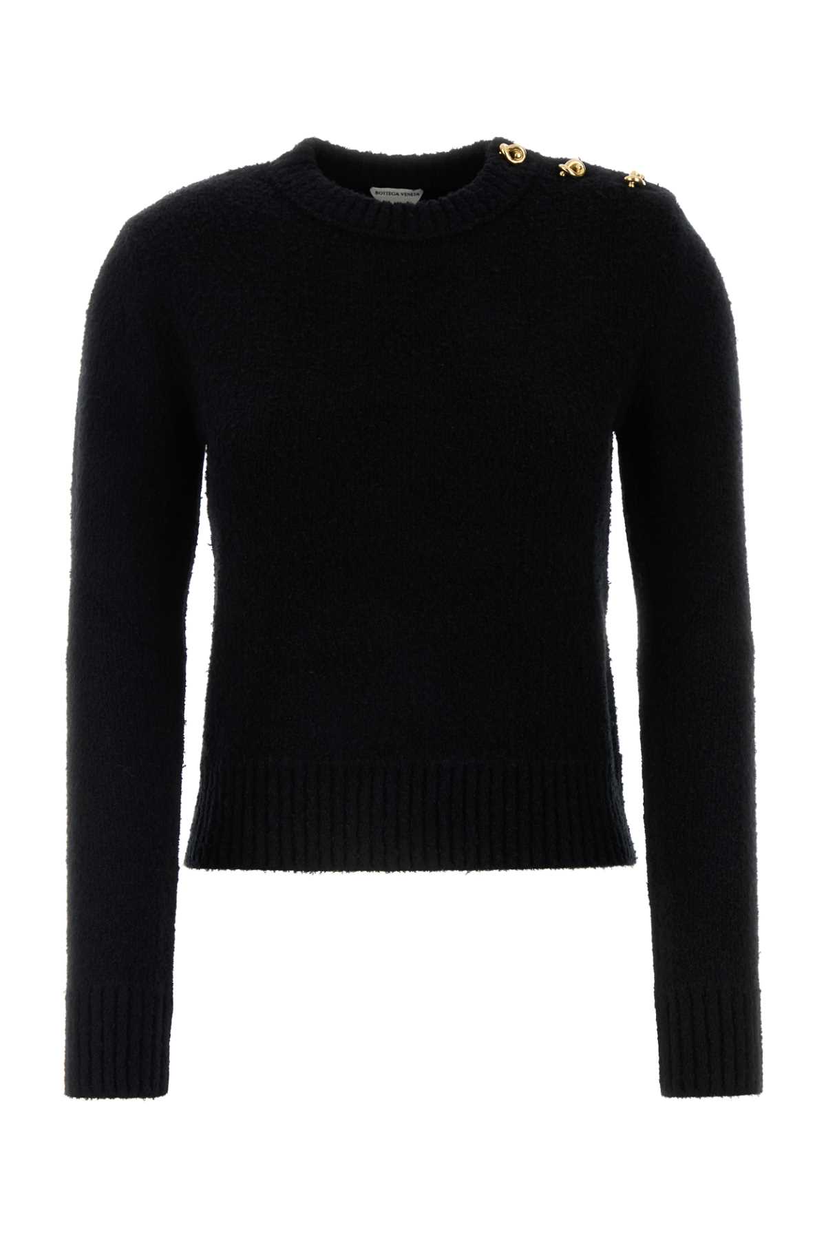 Black Stretch Cotton Blend Sweater