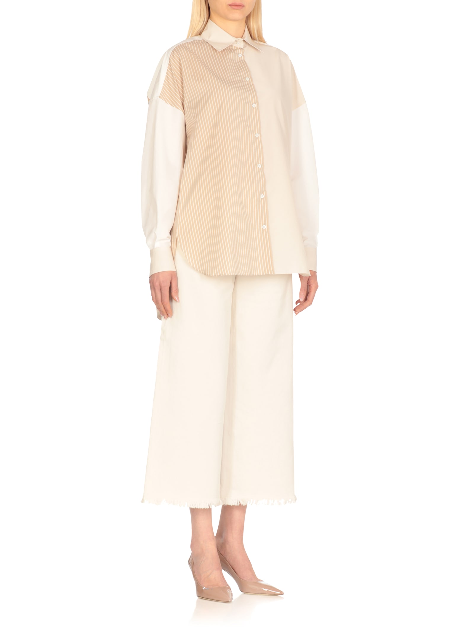 Antonelli Beige Cotton And Silk Shirt
