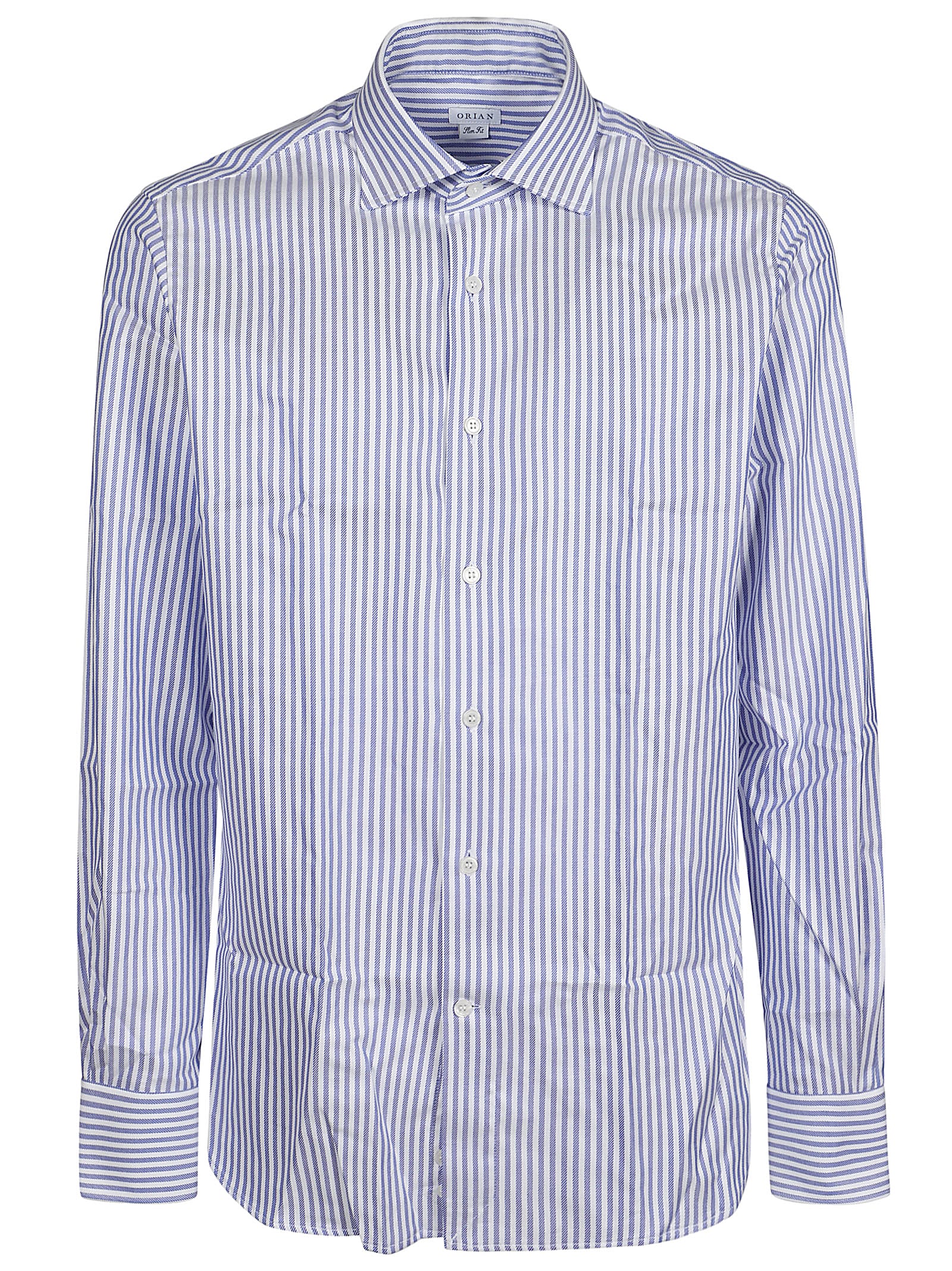 Shop Orian Long Sleeve Slim Shirt In Bianco/azzurro