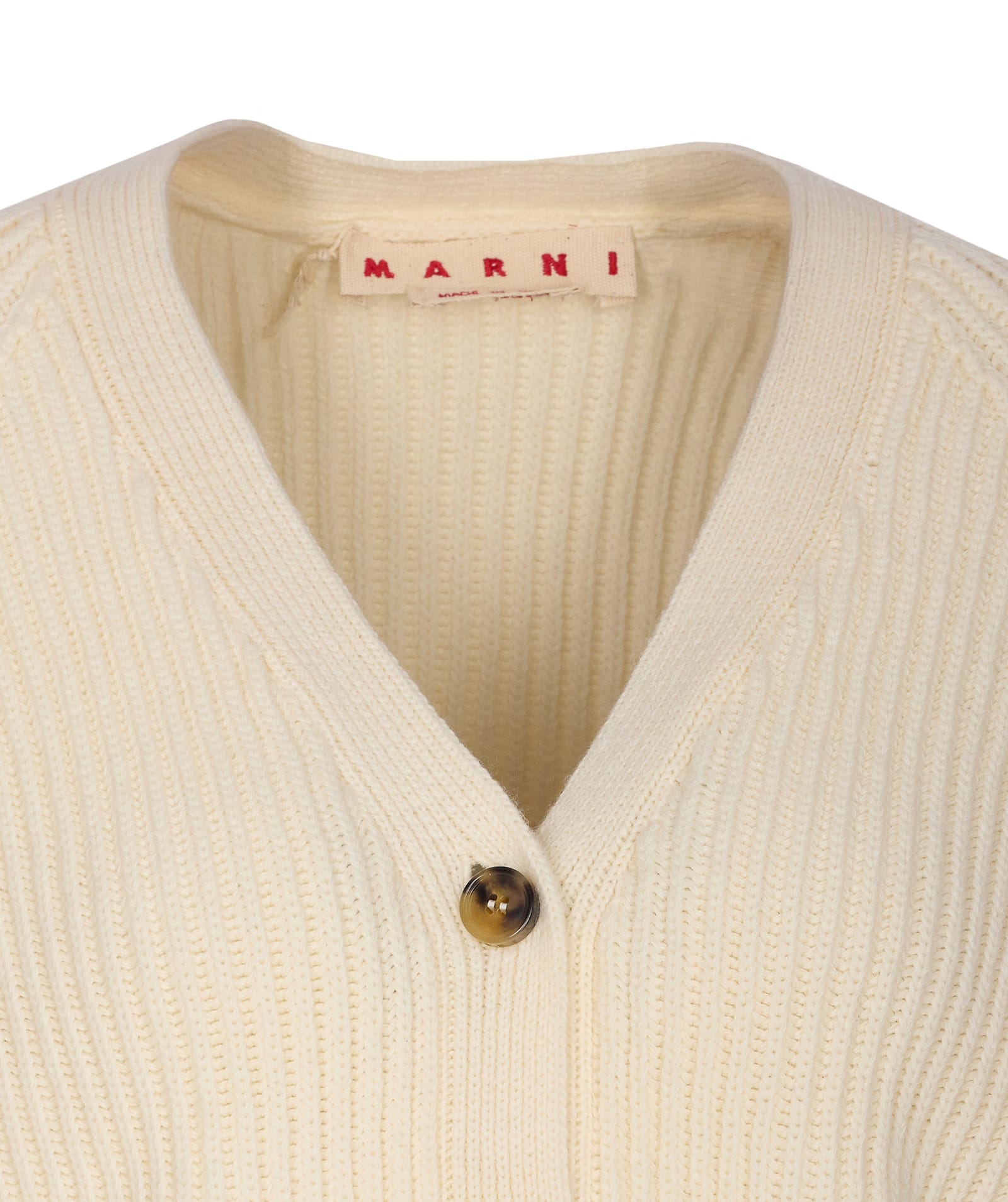 Marni Long-sleeved Cardigan In White