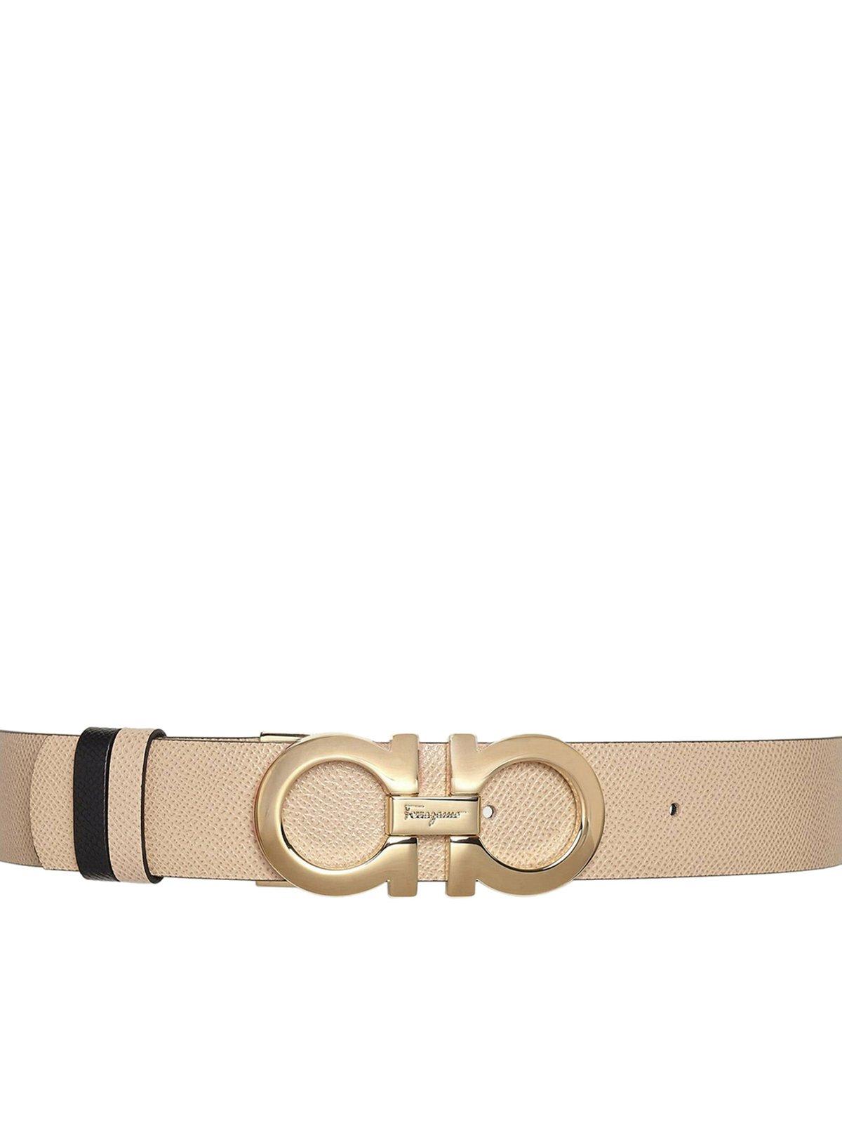 Shop Ferragamo Gancini Reversible Belt In New Bis/nero