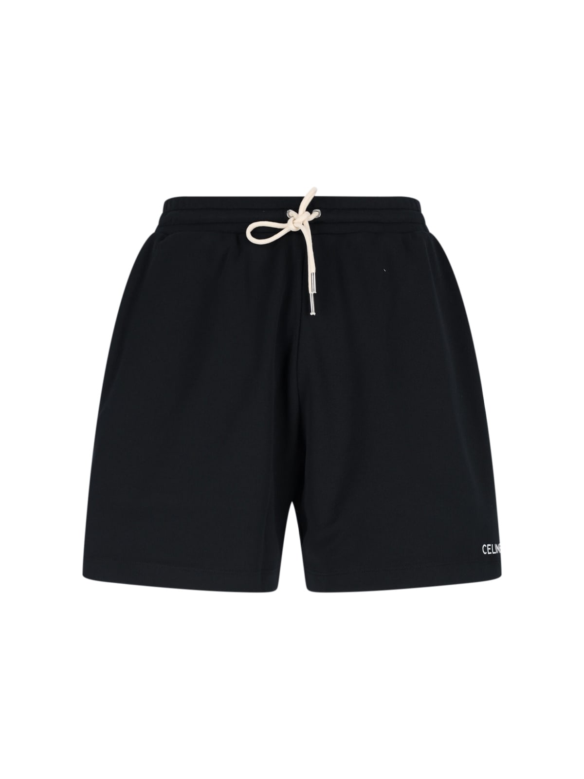Celine Logo Jogger Shorts In Black