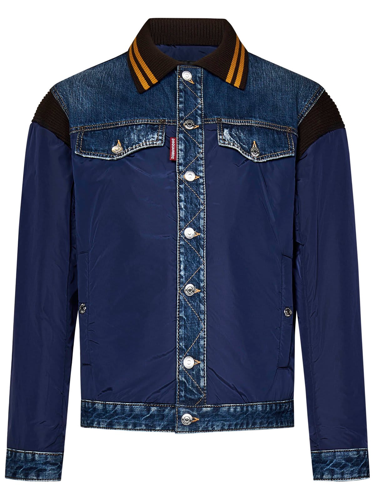 Shop Dsquared2 Varsity Denim Jacket In Blue