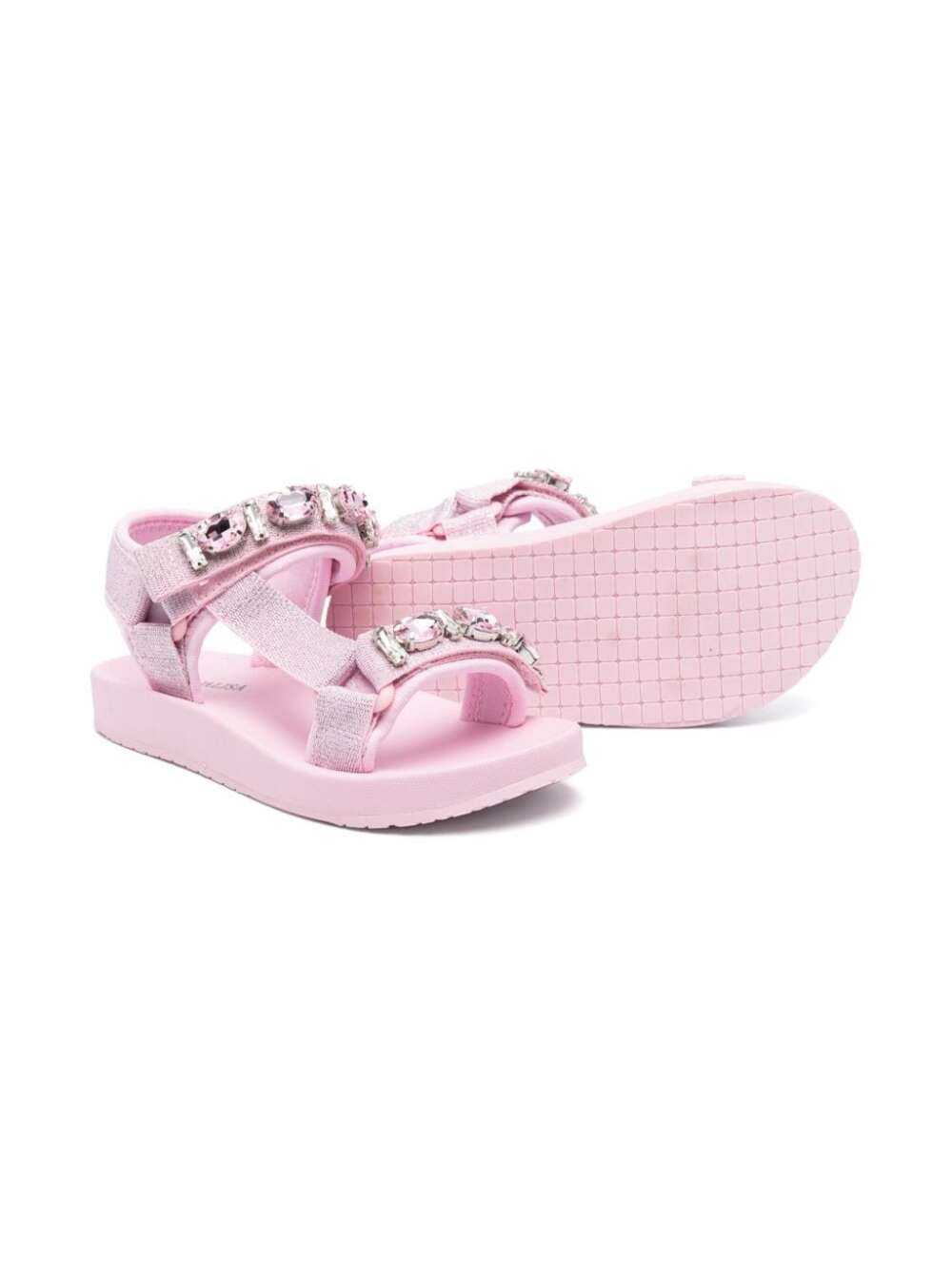 Shop Monnalisa Pink Sandals With Rhinestones In Polyamide Girl