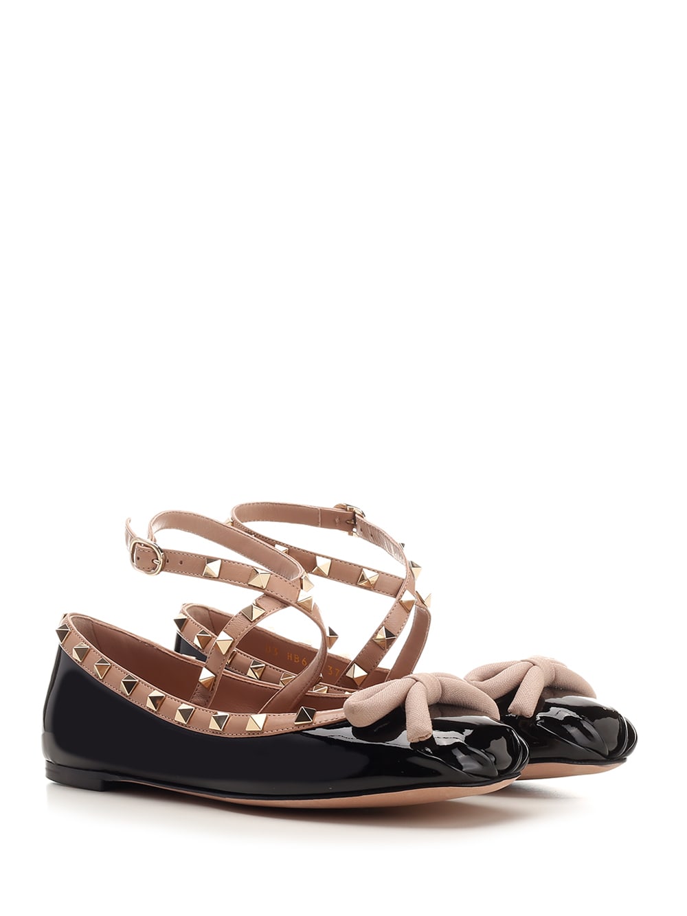 Shop Valentino Rockstud Ballet Flat In Black