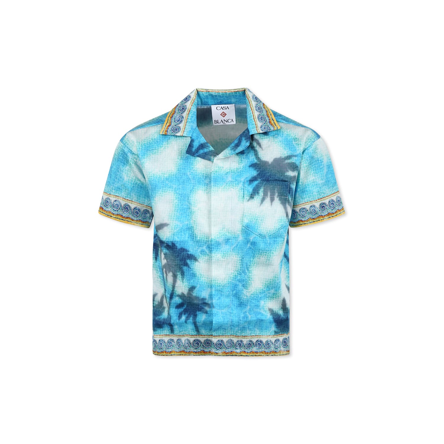 Casablanca Short-sleeved Printed Shirt In Light Blue