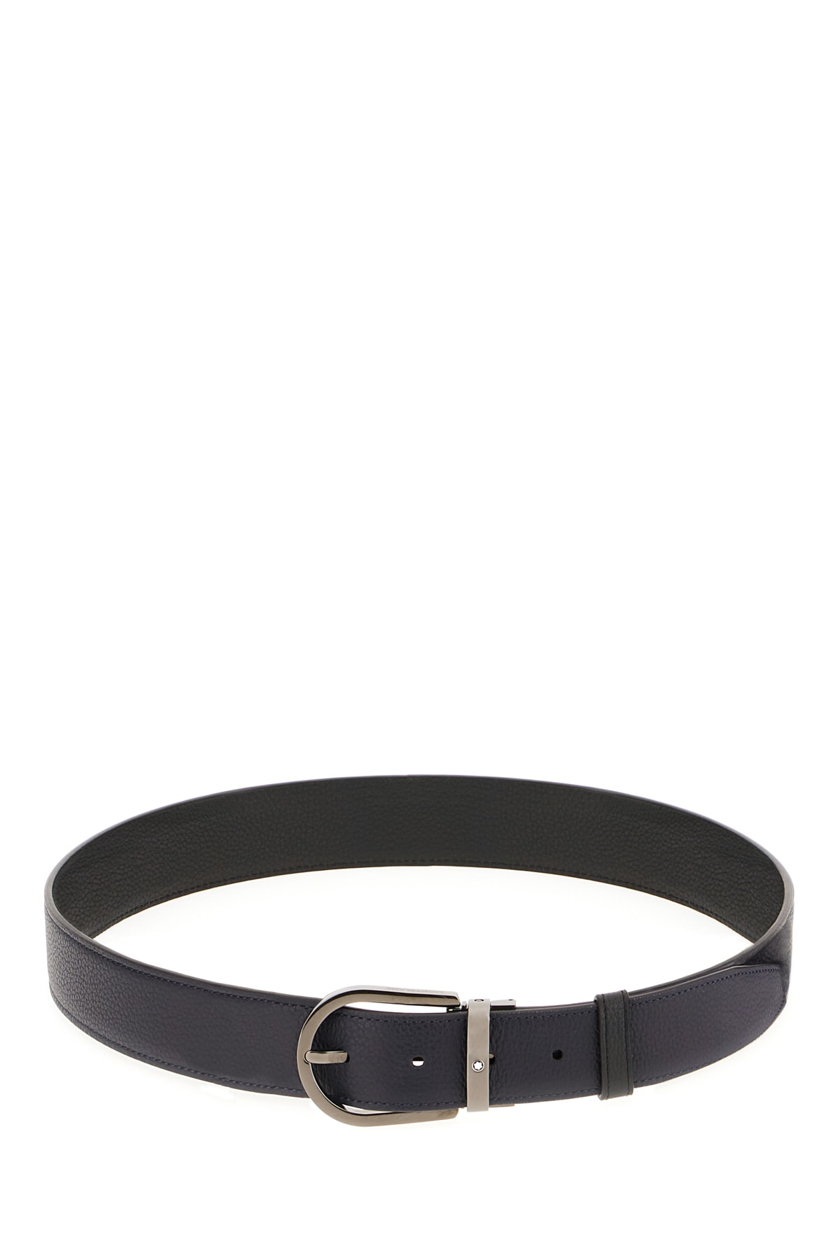 Montblanc Midnight Blue Leather Reversible Belt In Blue Black