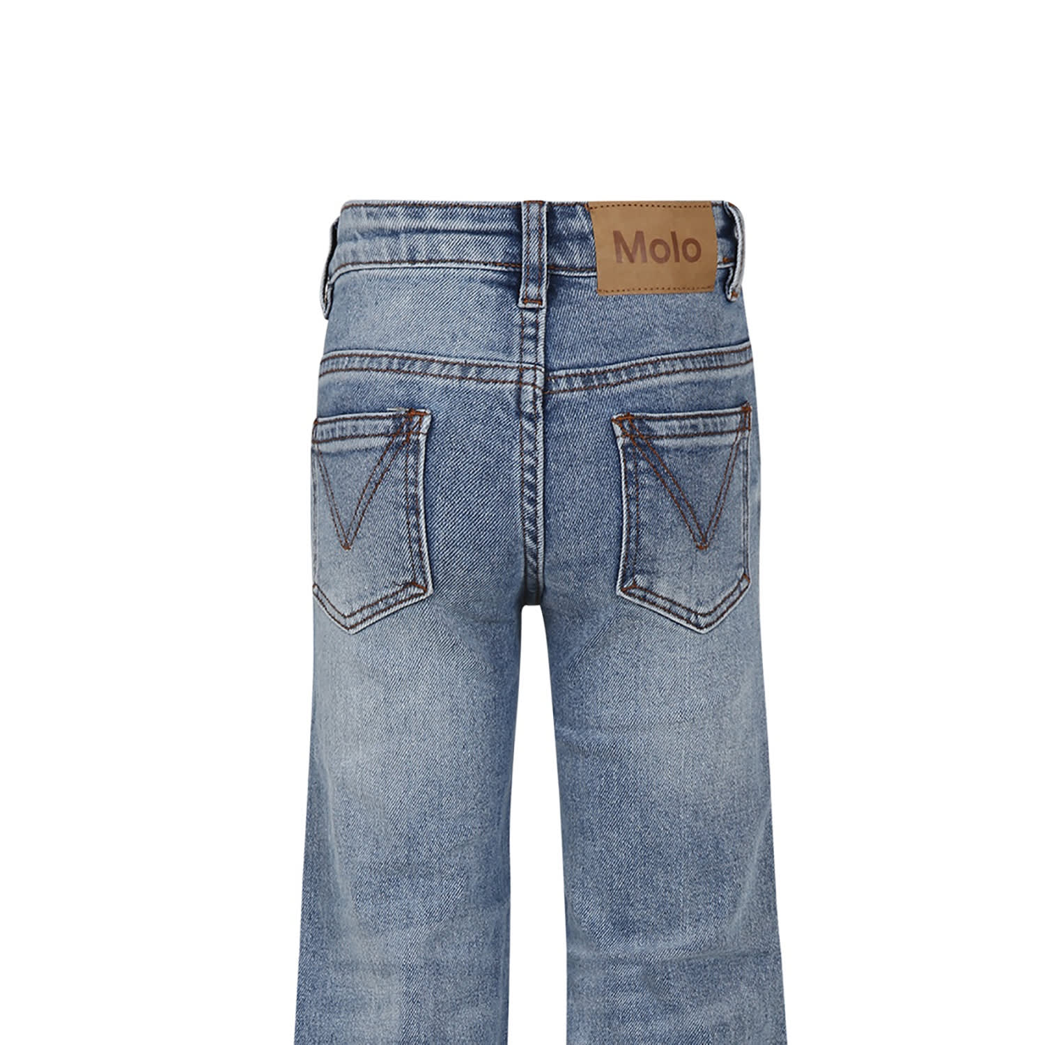 Shop Molo Blue Jeans For Girl With Logo In Denim