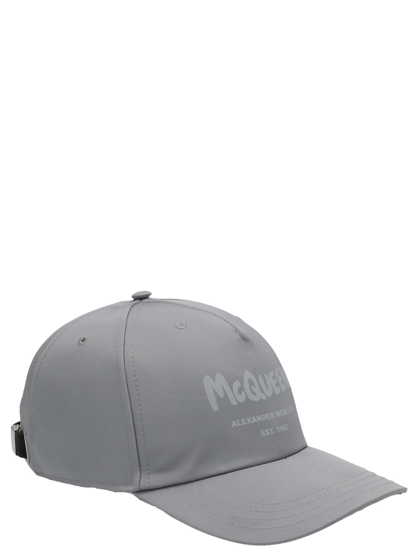 Alexander Mcqueen Logo Printed Baseball Cap In Zinc