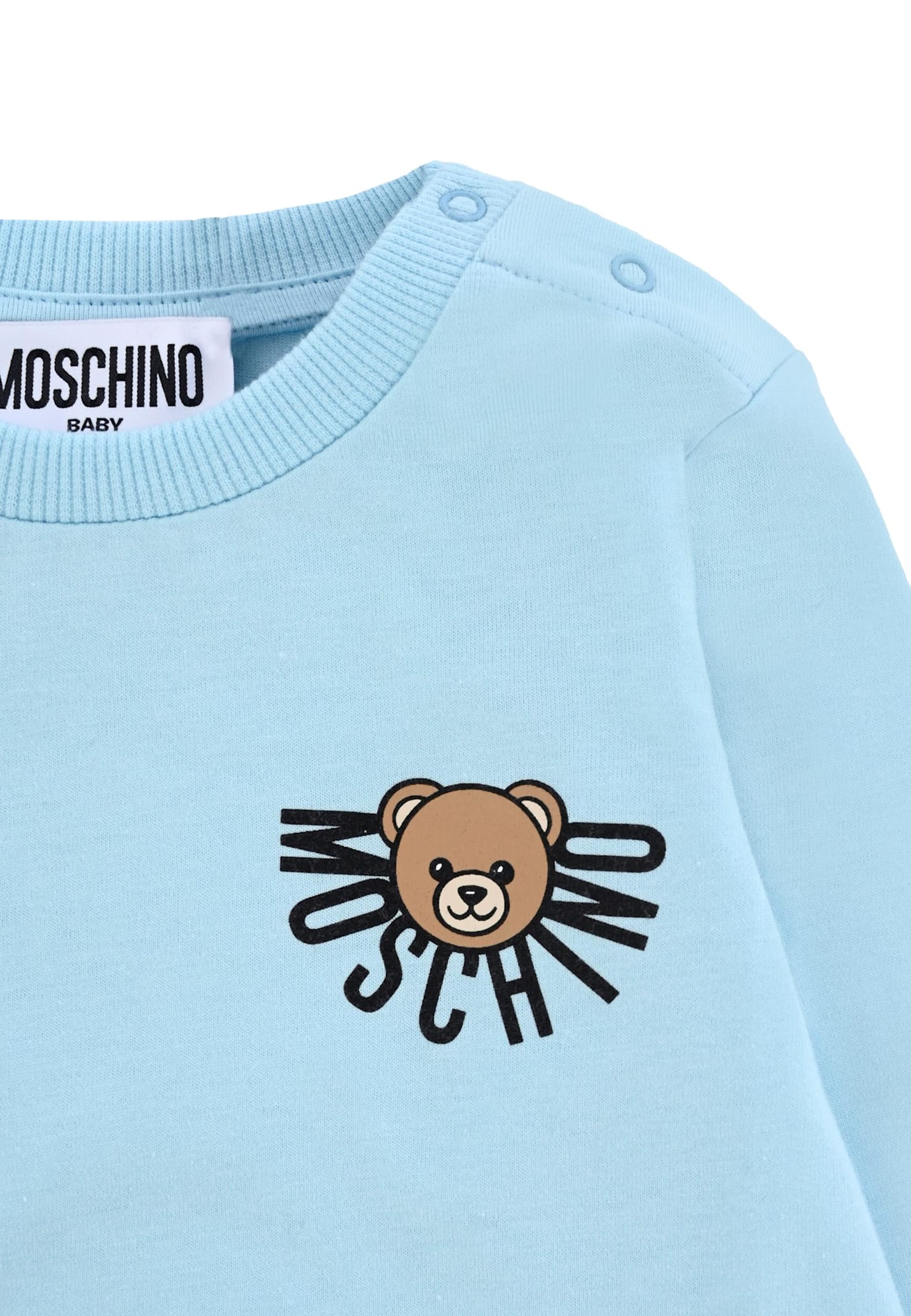 Moschino Light Blue T-shirt For Baby Boy With Teddy Bear In Blue