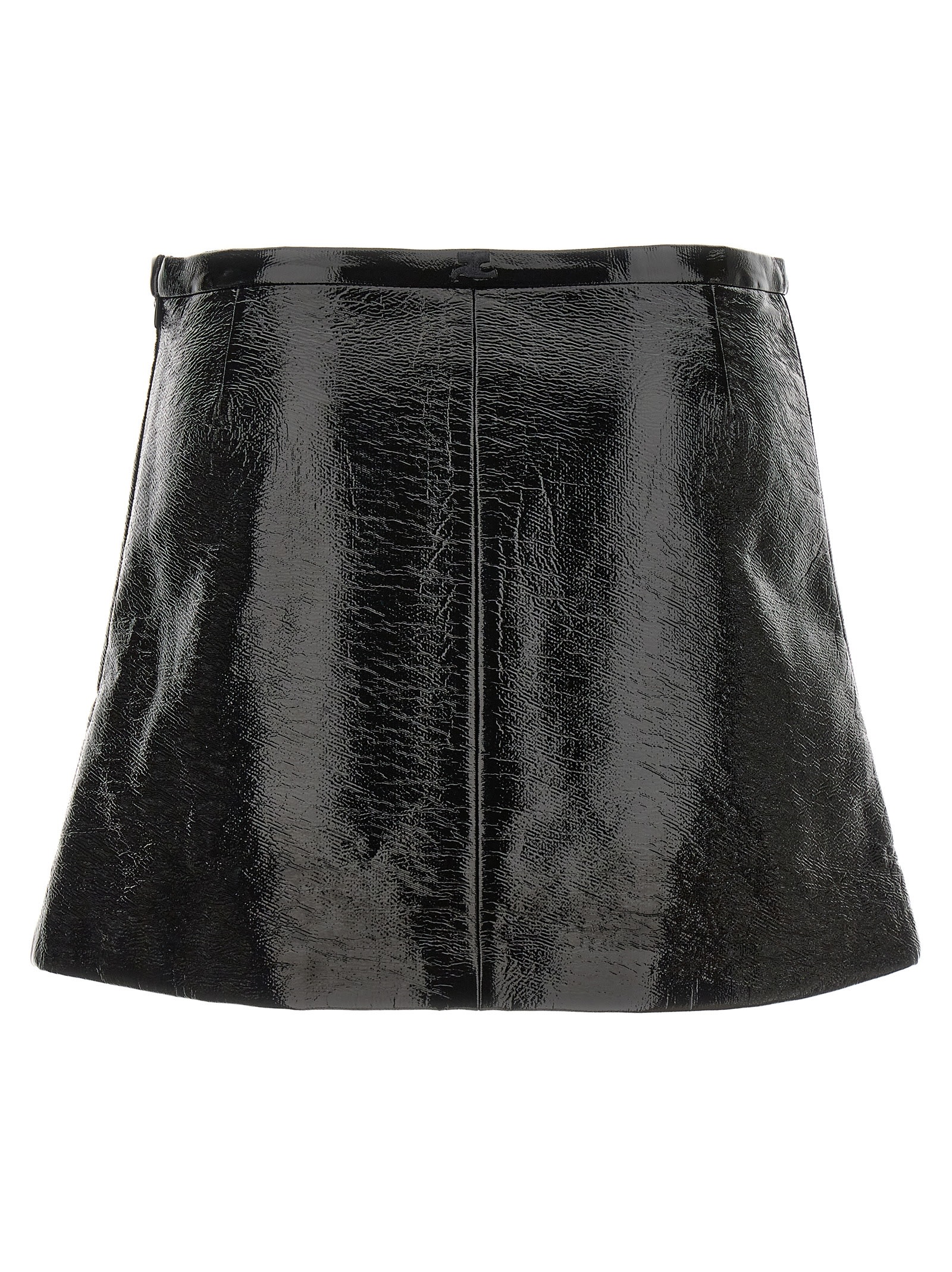 Shop Courrèges Heritage Viny Mini Skirt In Black