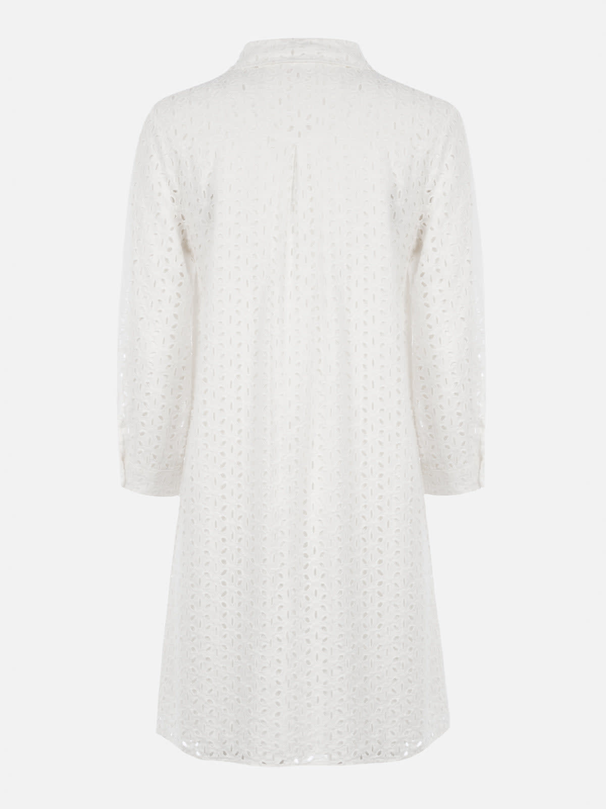 Mc2 Saint Barth White Woman Long Shirt With Embrodery In White