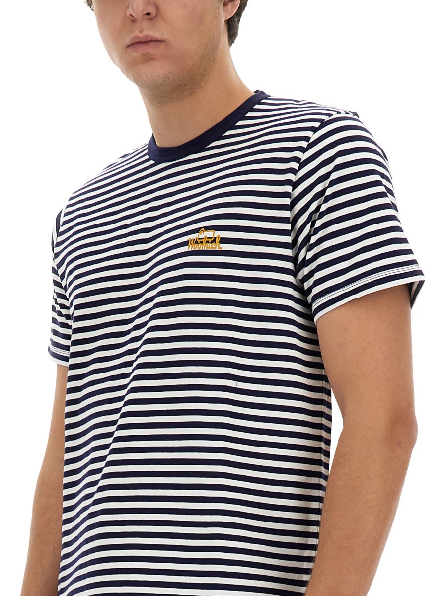 Shop Woolrich Striped T-shirt In Blu E Bianco