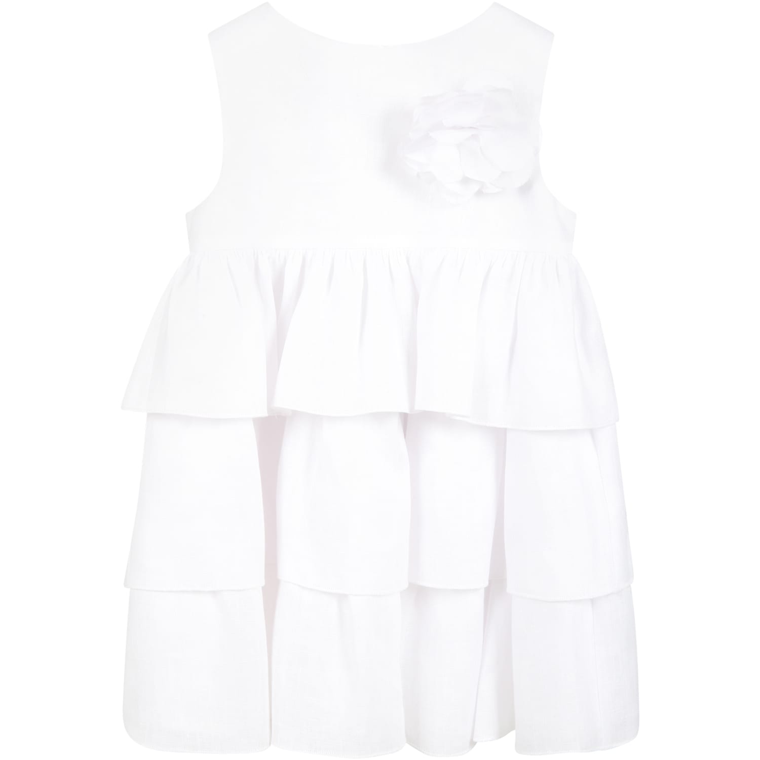 Little Bear White Dress For Baby Girl