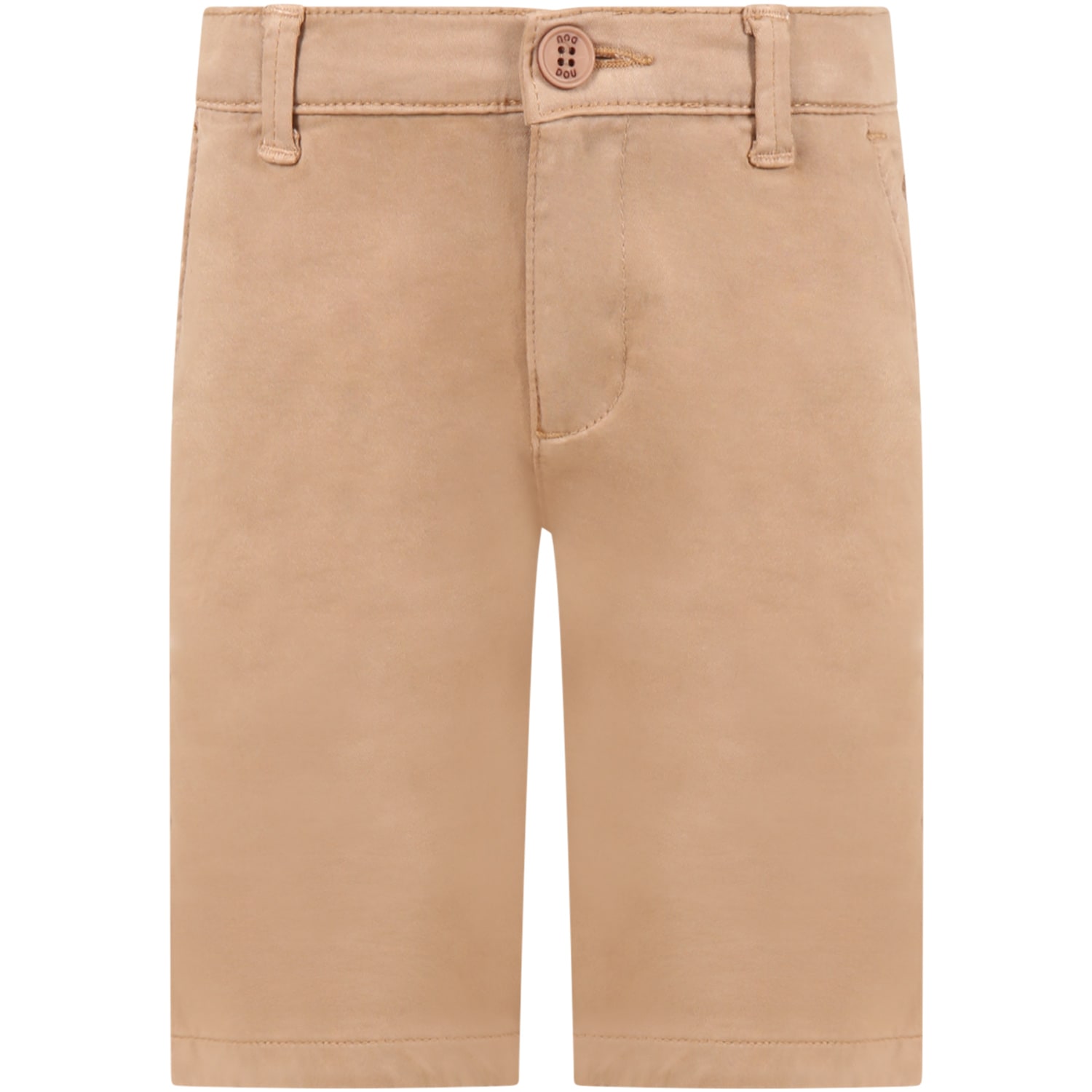Douuod Beige Short For Boy With Logo