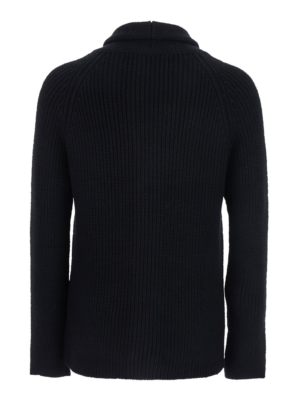 Tagliatore Black Knit Cardigan With V Neck In Wool Man In Black