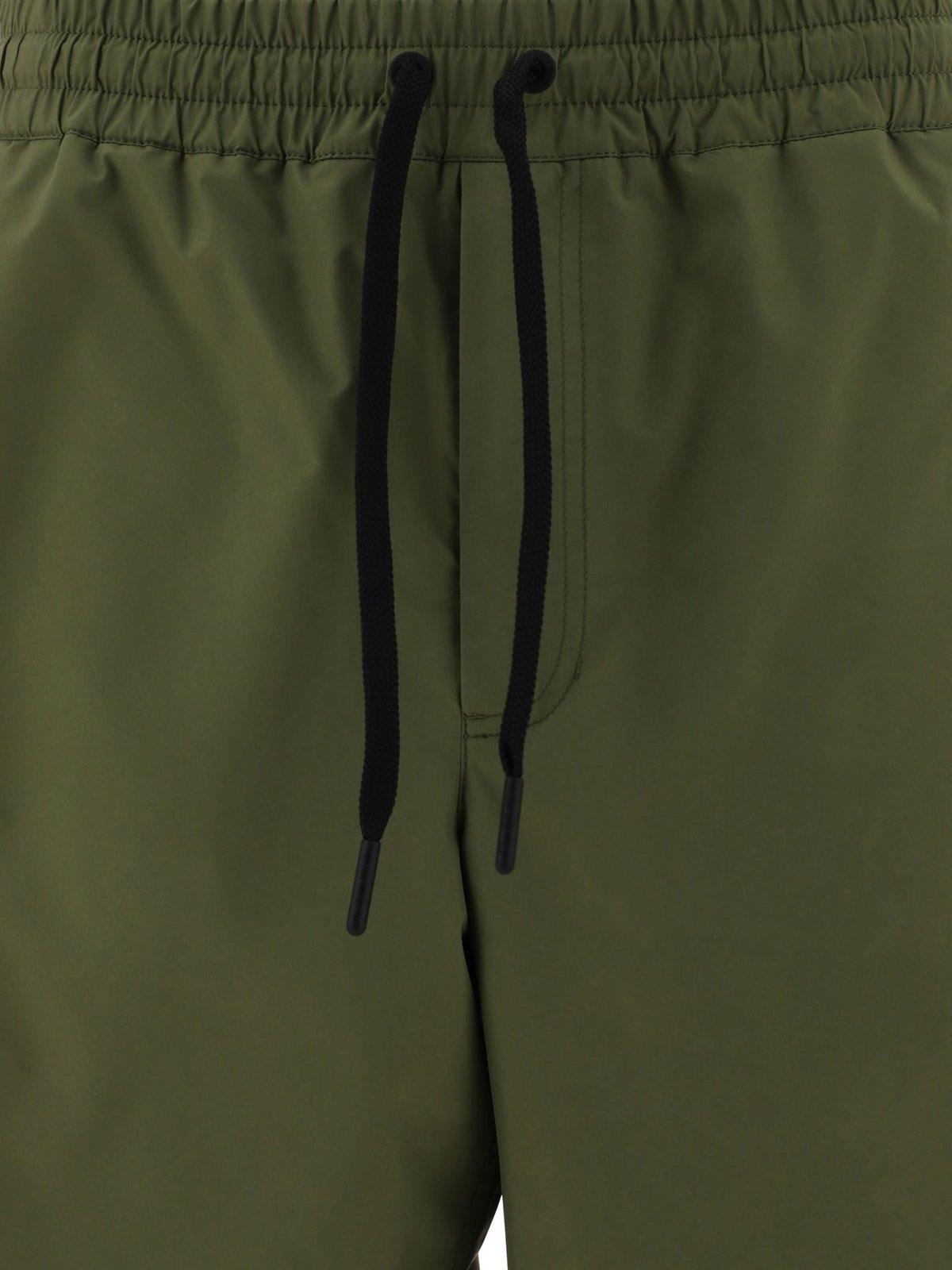 Shop Moncler Drawstring Bermuda Shorts In Olive Green