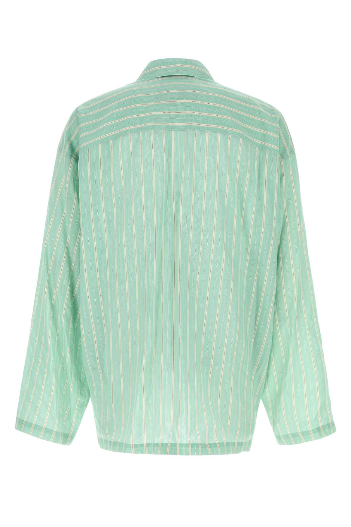 Balenciaga Oversized Shirt With Embroidered Cupro Blend In Green