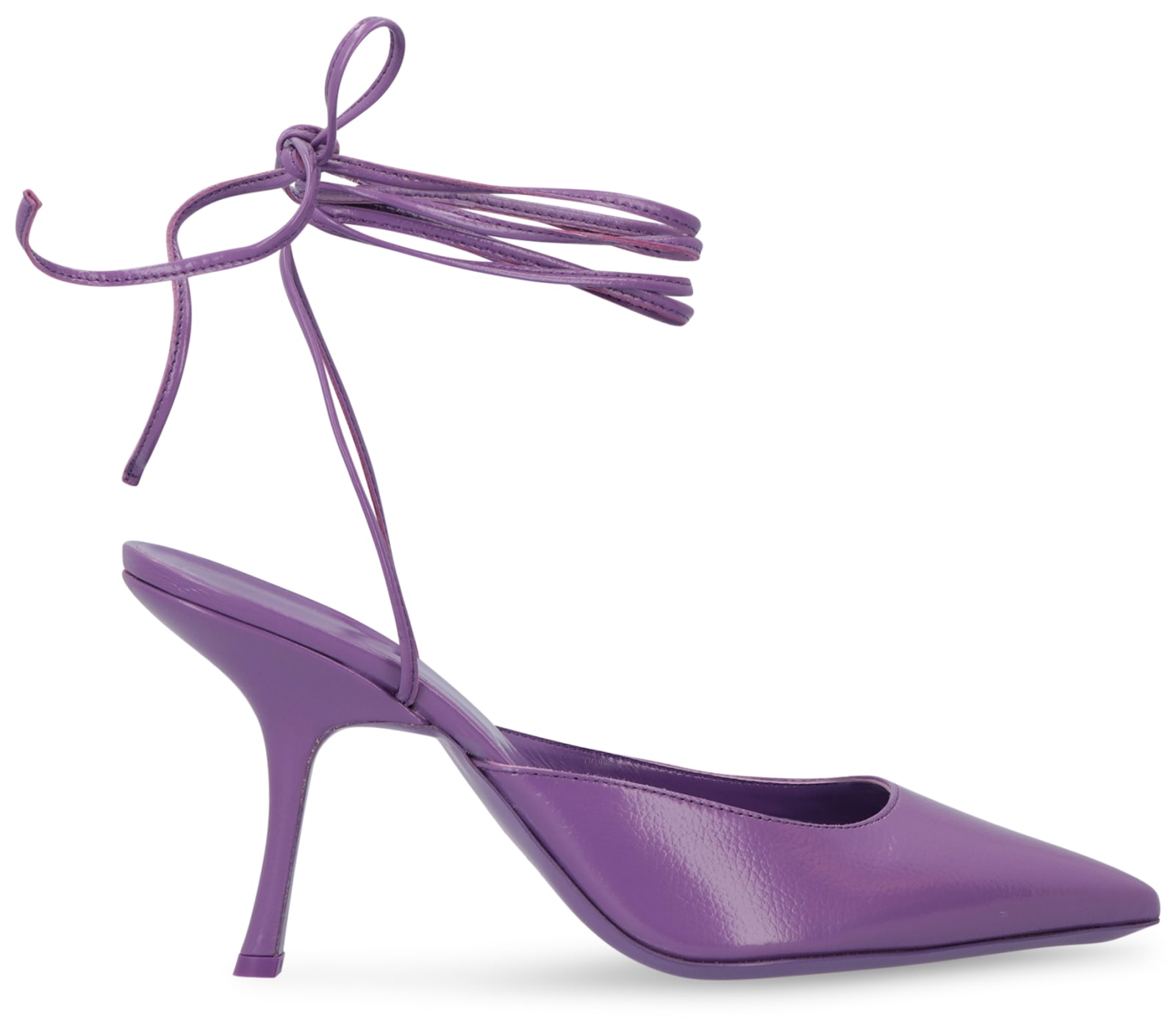 Shop By Far Jen Leather Pointy-toe Pumps In Purple