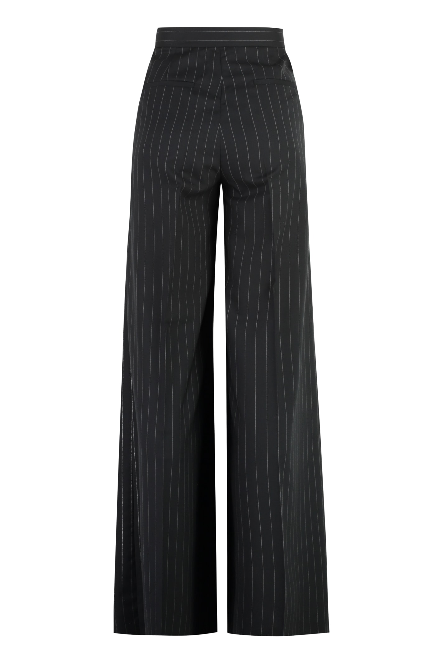 Shop Max Mara Baba Wool Wide-leg Trousers In Black