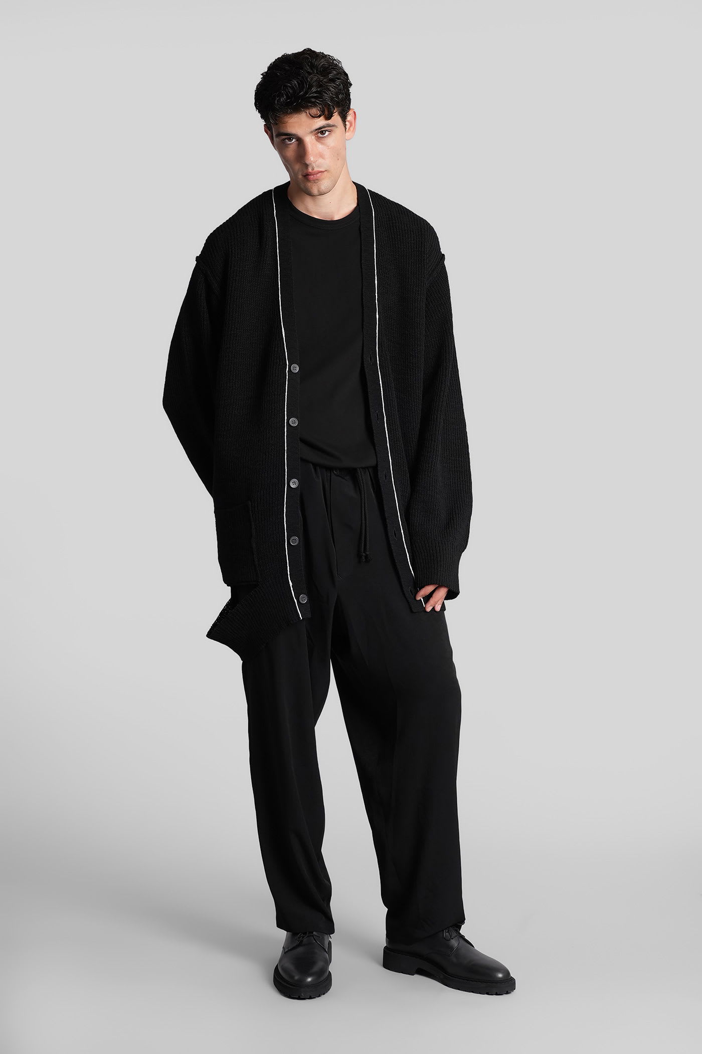 Yohji Yamamoto Button Trim Cardigan In Black