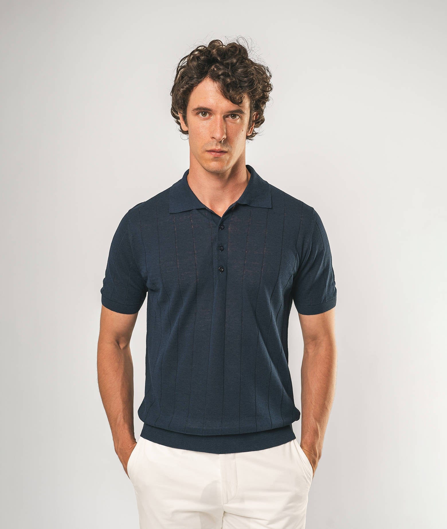 Larusmiani Linen And Cotton Polo Saint Tropez Sweater In Blue