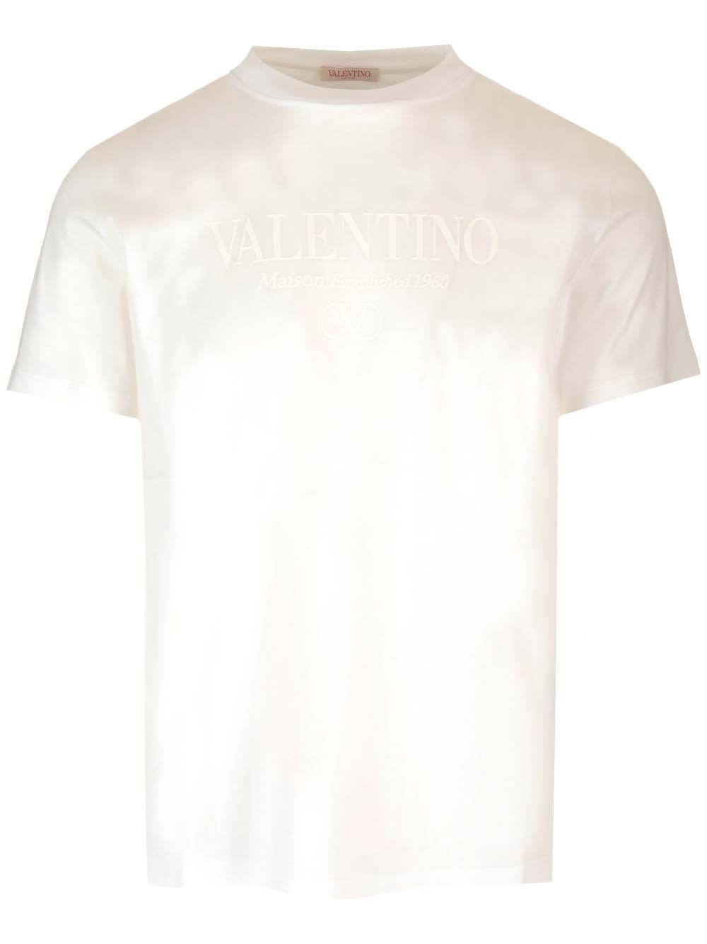 Shop Valentino Crewneck T-shirt In White