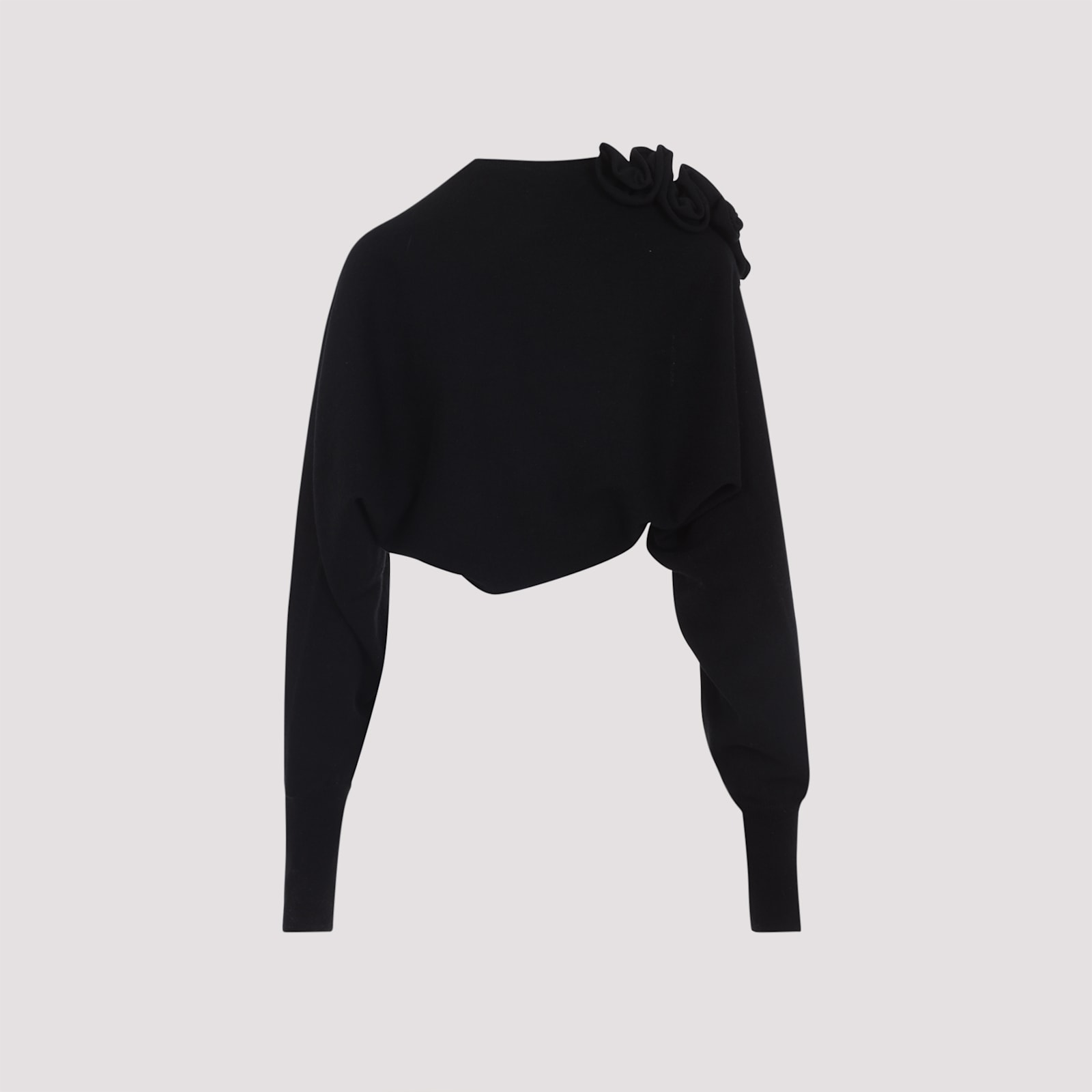 Alberta Ferretti Open Front Black Wool And Silk Cardigan In Black
