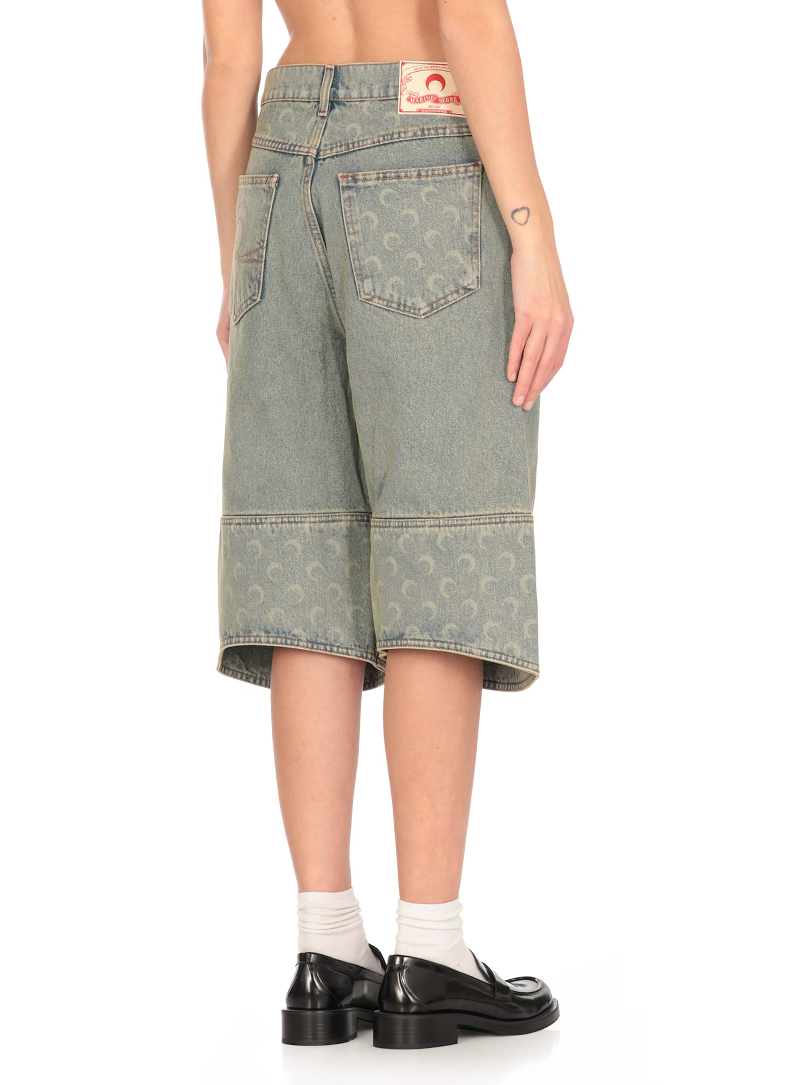 Marine Serre Moon Bermuda Shorts In Light Blue