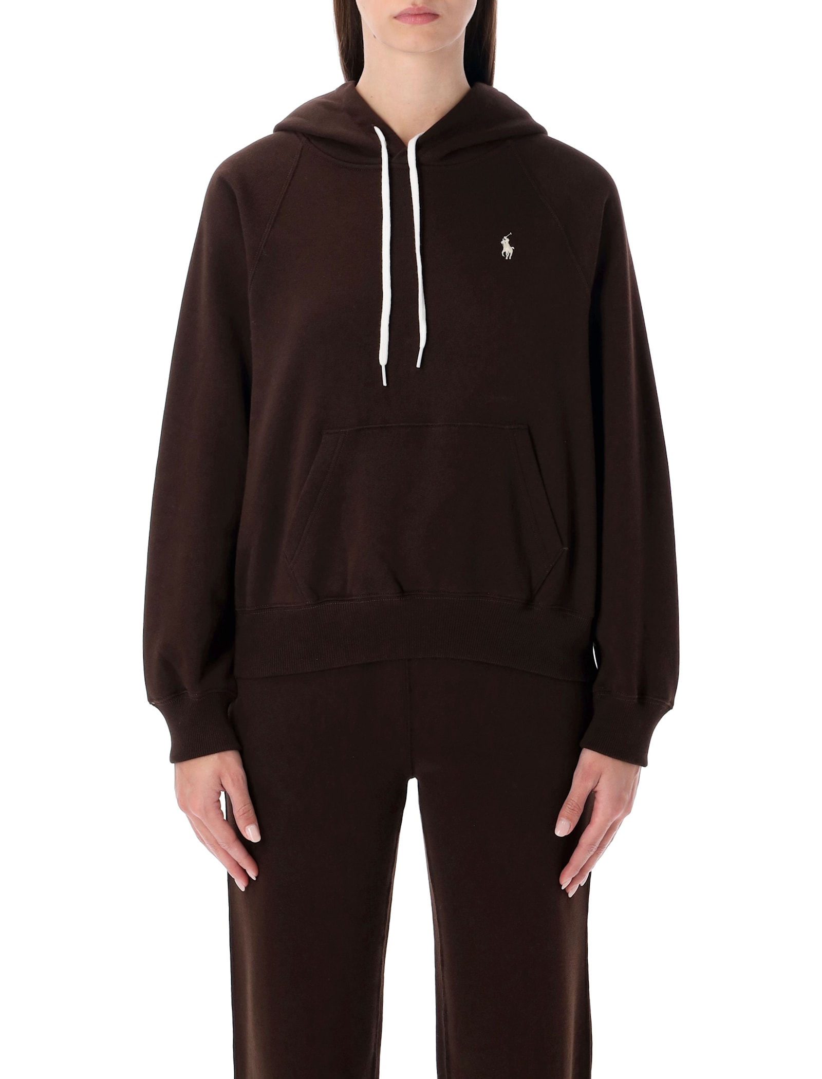 Polo Ralph Lauren Hoodie With Embroidered Pony Logo In Brown