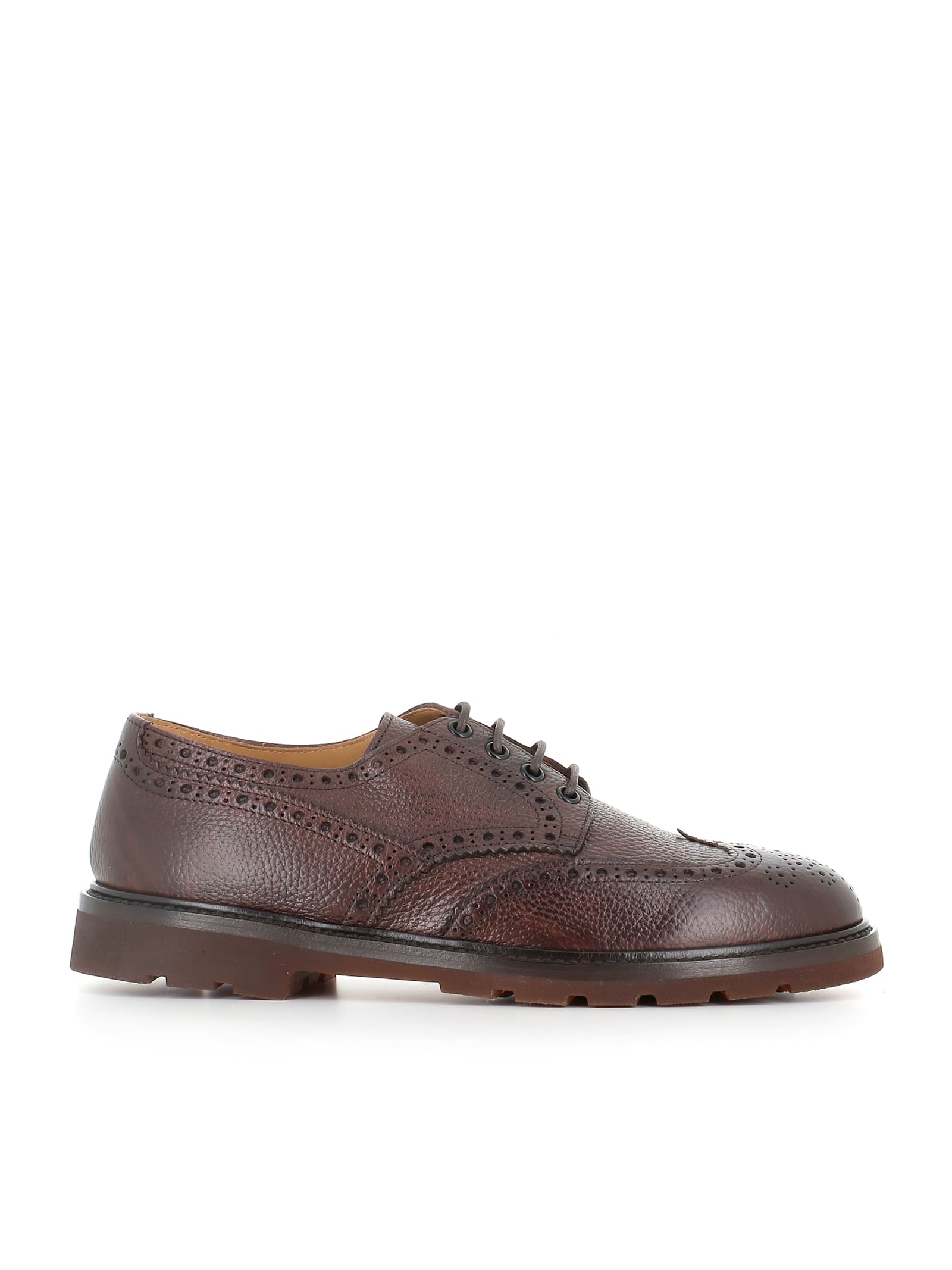 Henderson Baracco Brogue-detail Leather Derby Shoes In Brown