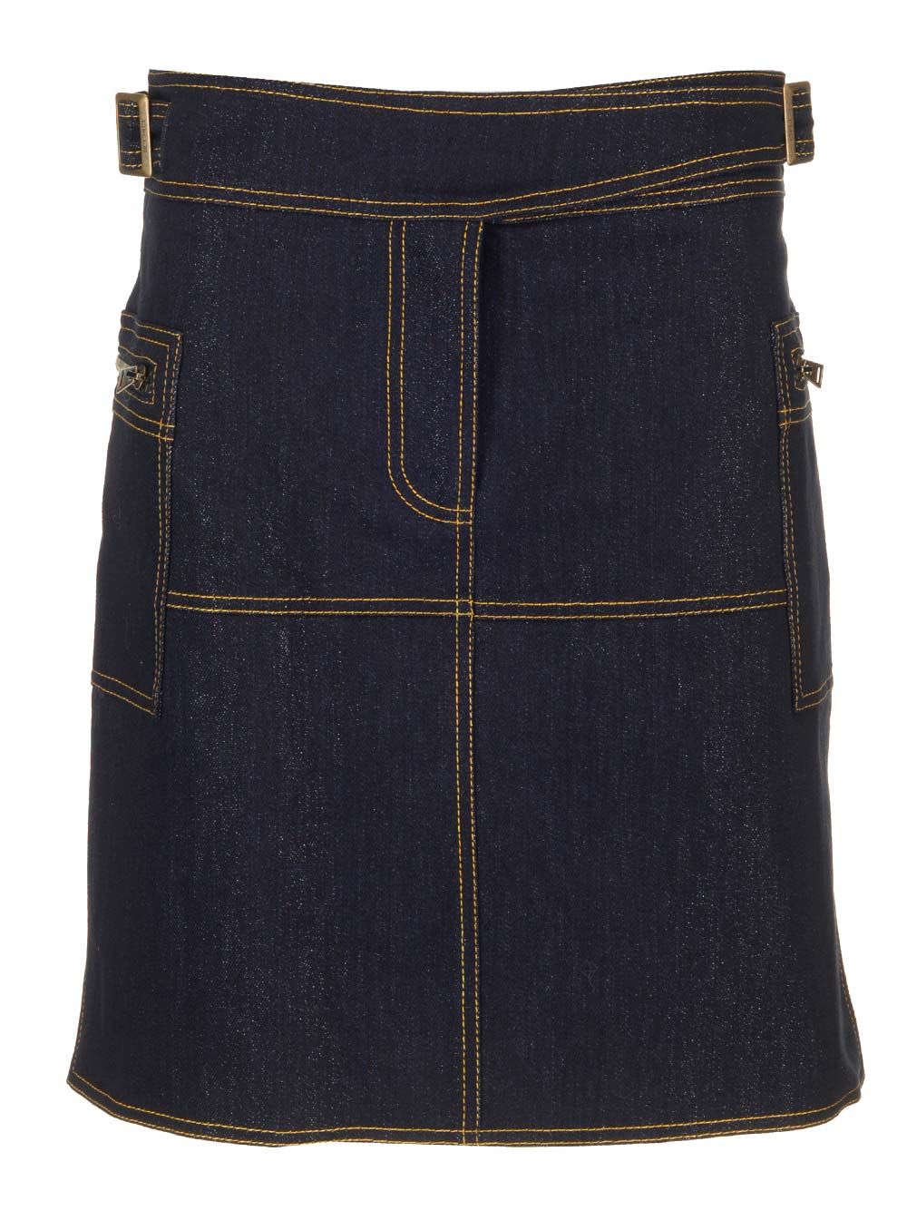 Shop Etro Stretch Denim Skirt In Blue