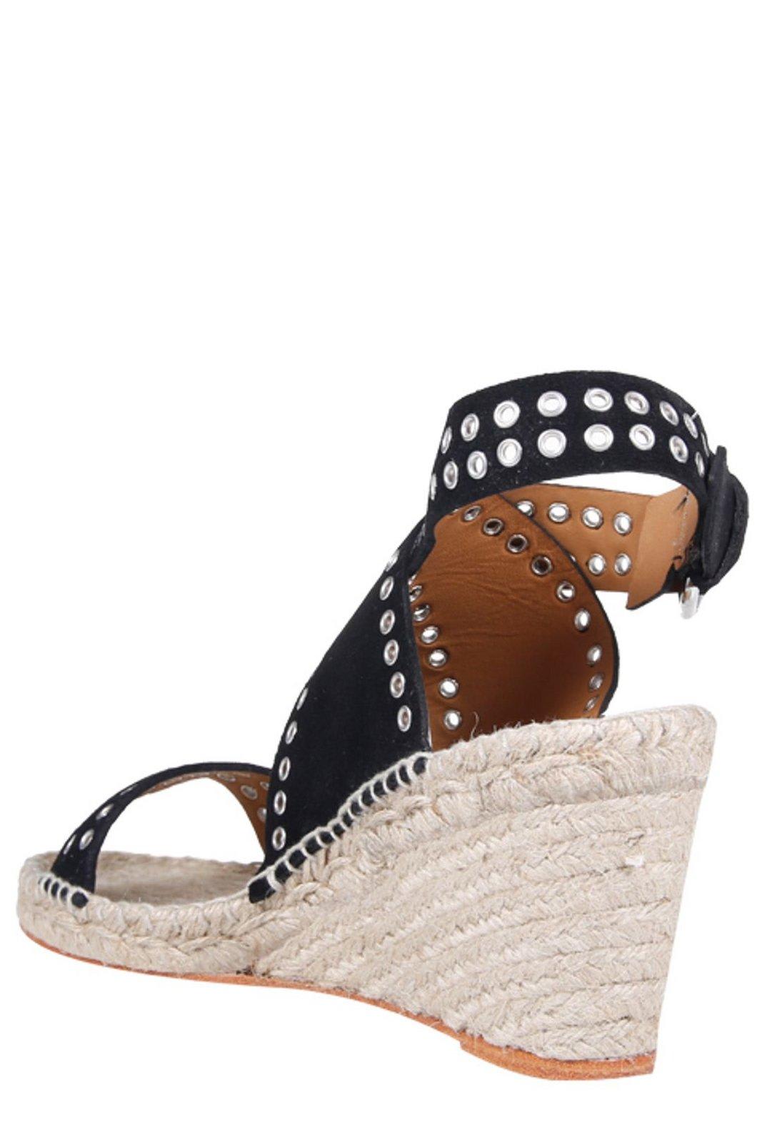 Shop Isabel Marant Open Toe Platform Wedge Sandals In Black