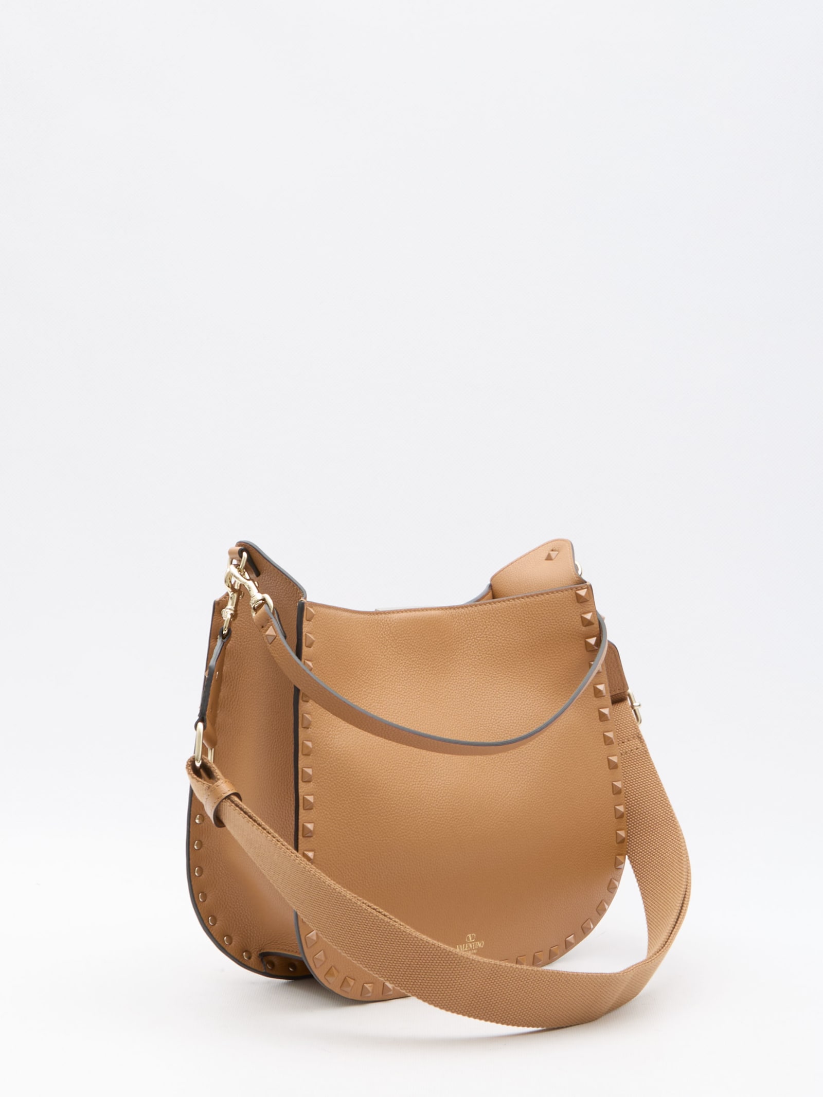 Shop Valentino Hobo Rockstud Bag In Brown