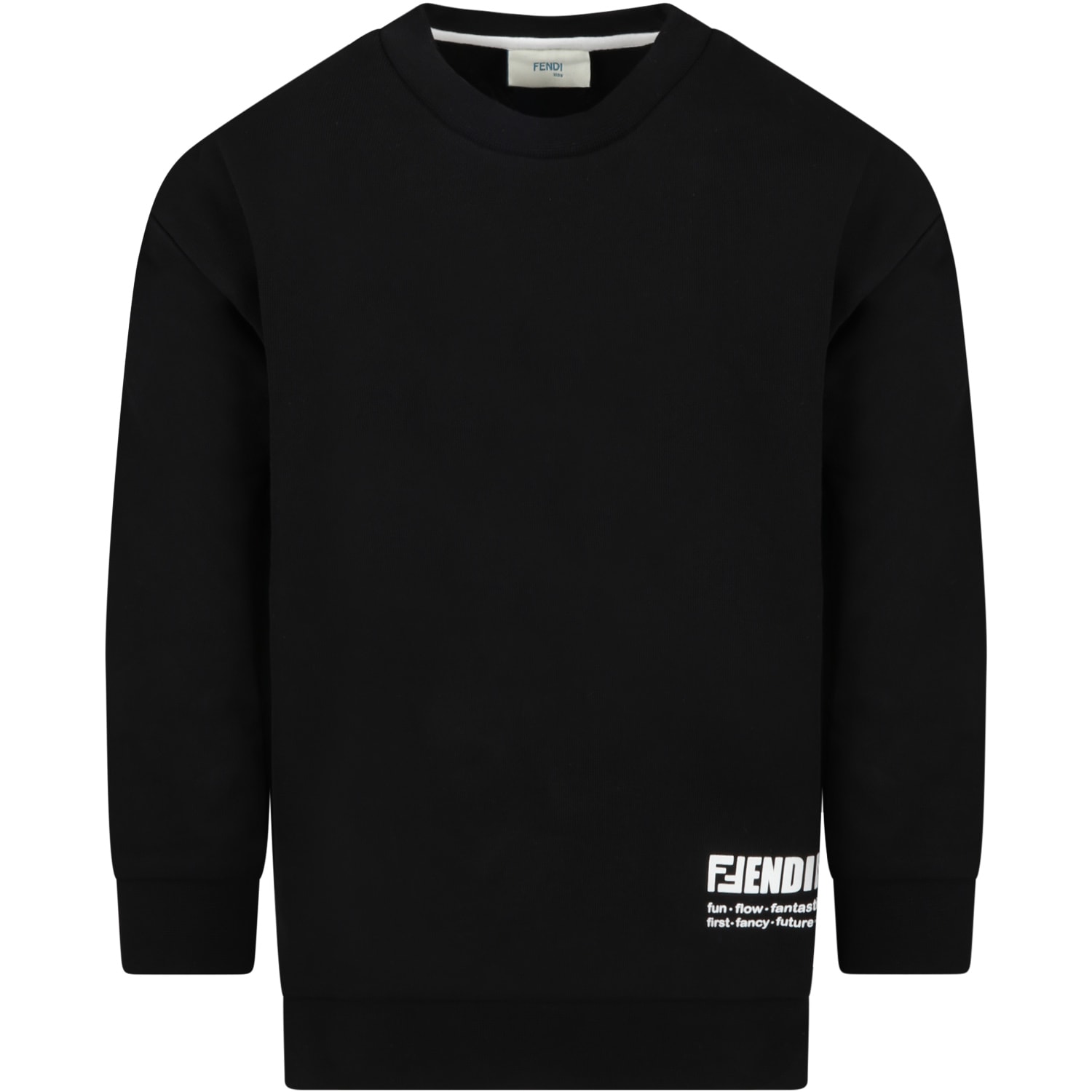 Fendi Black Sweatshirt For Kids With Double Ff