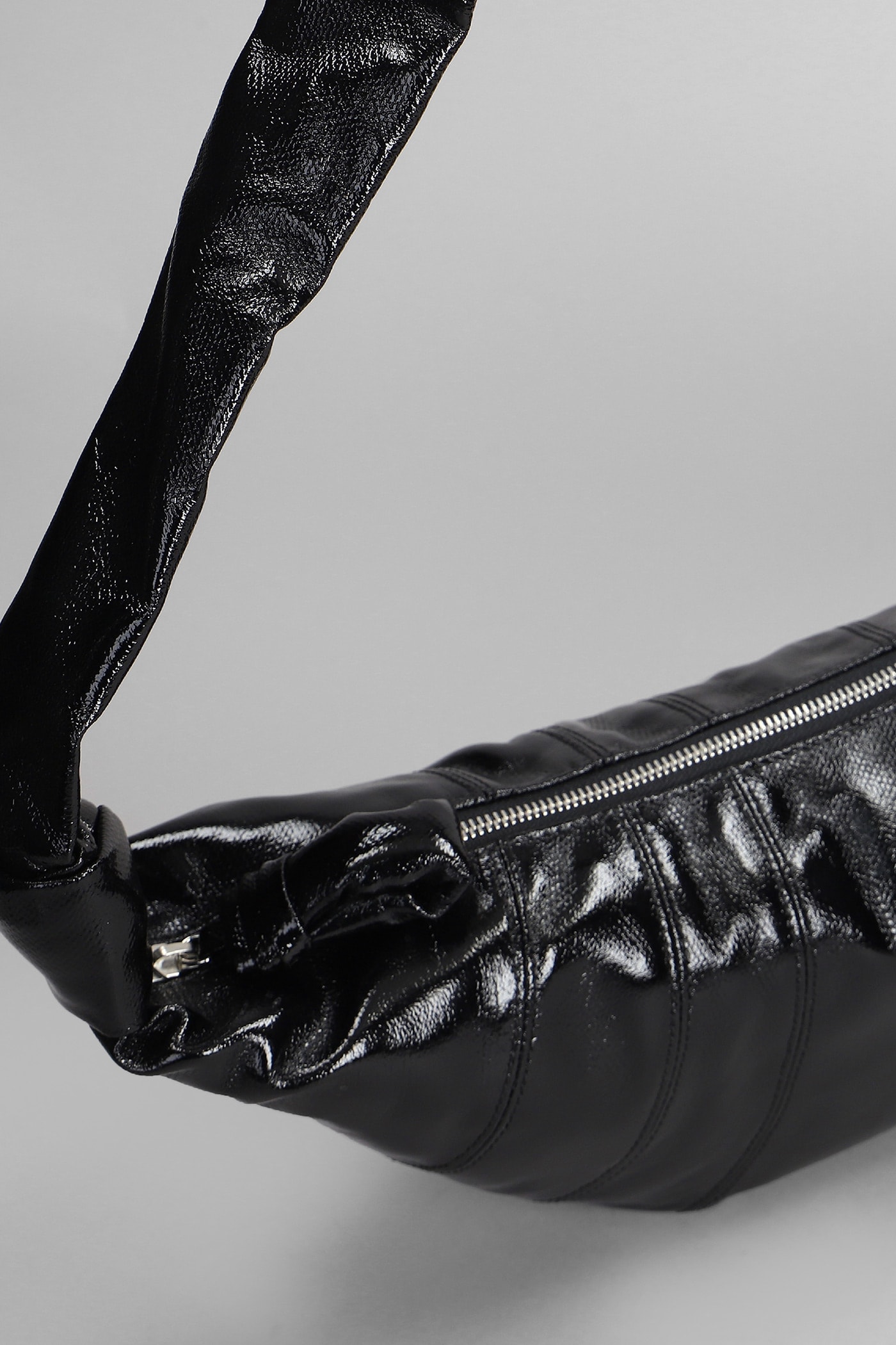 Lemaire Mrdium Croissant Shoulder Bag In Black Cotton In Black