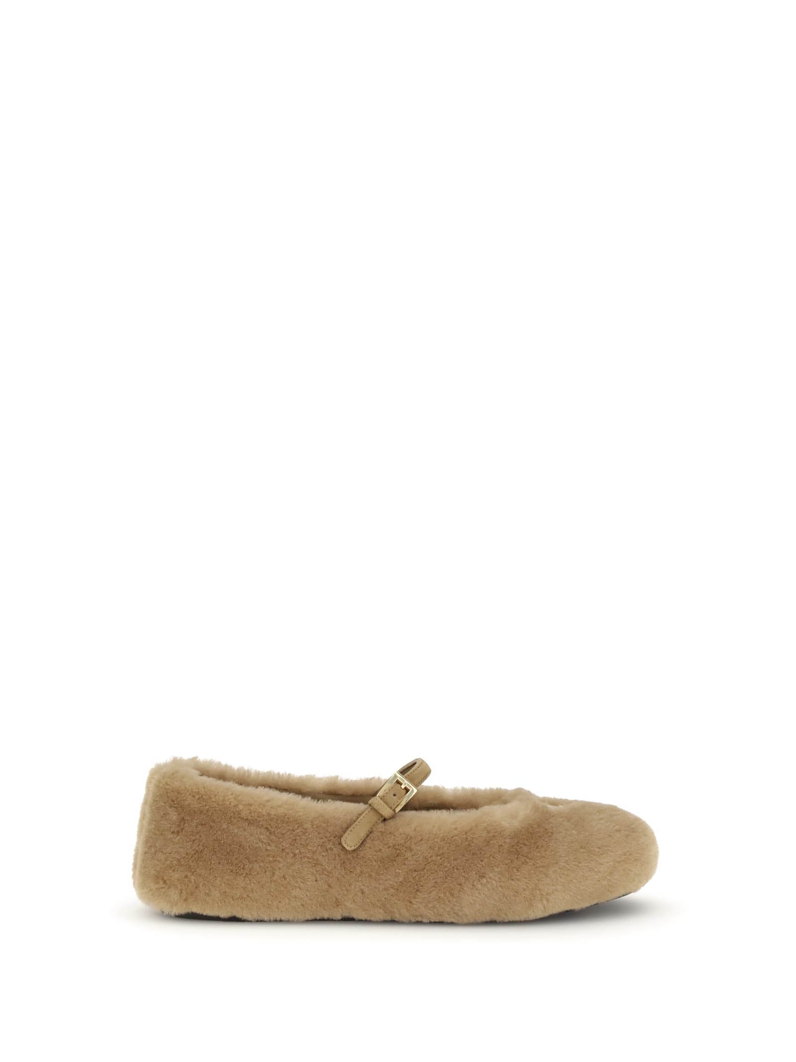 Prada Lambskin Ballerinas In Brown