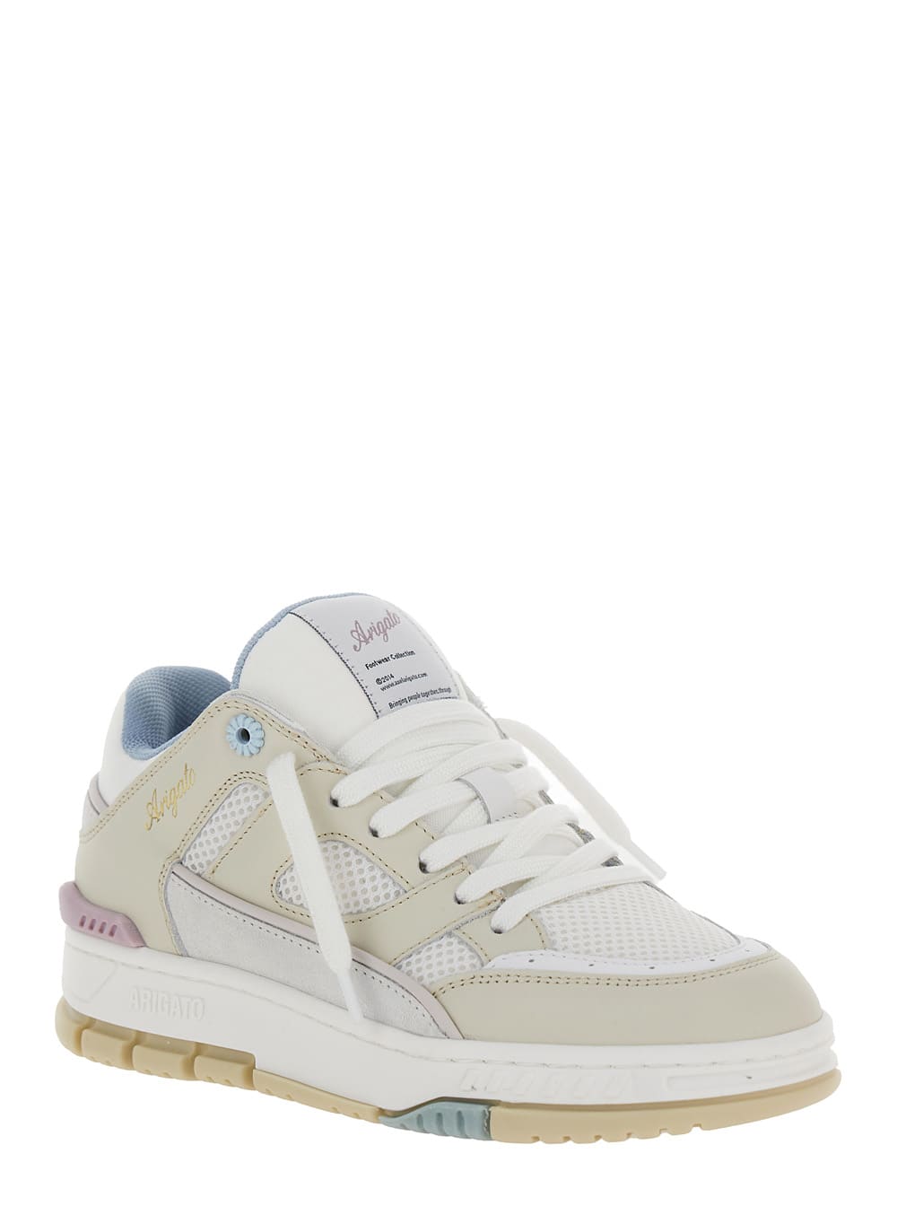 Shop Axel Arigato Area Lo White And Multicolor Sneakers With Logo Detail In Leather Blend Woman In Neutrals