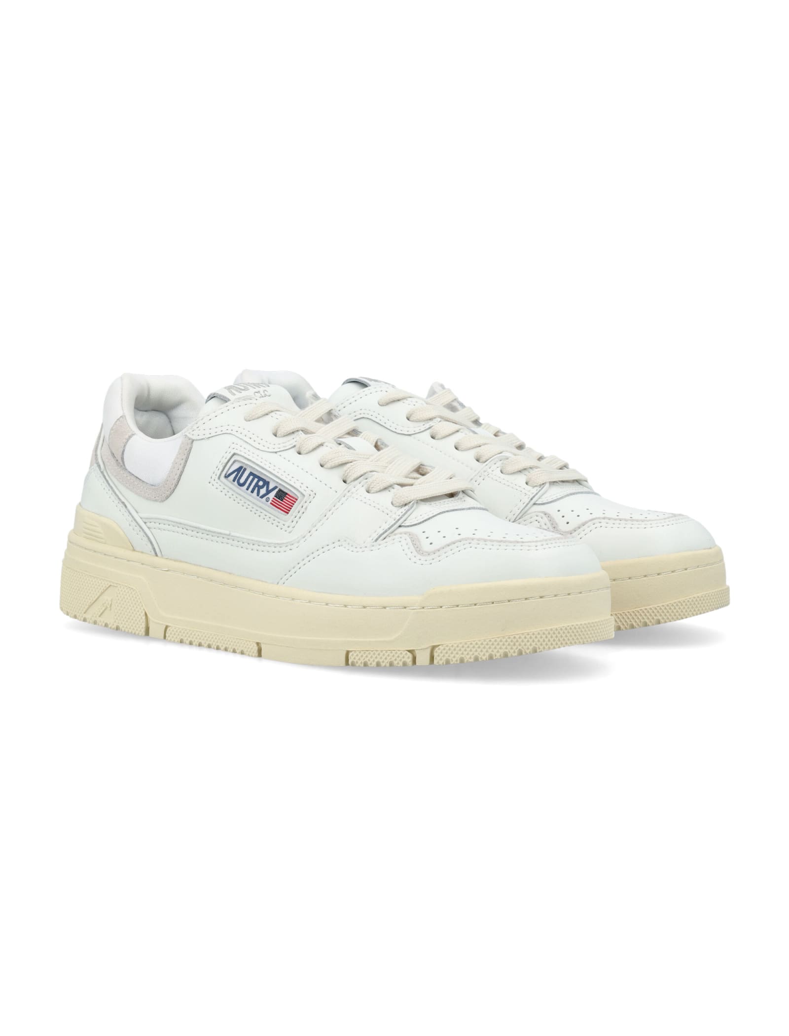 Autry 'clc' White Low Top Sneakers With Logo Patch On Tongue And Side In Wht
