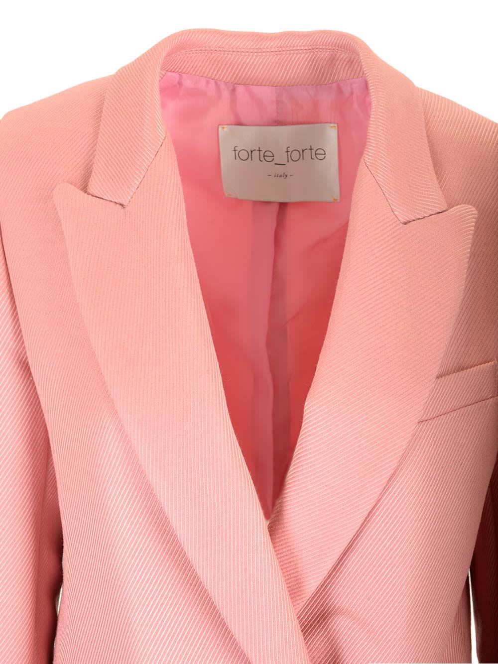 Shop Forte Forte Digonal Structure Couture Double-breasted Jacket In Rose