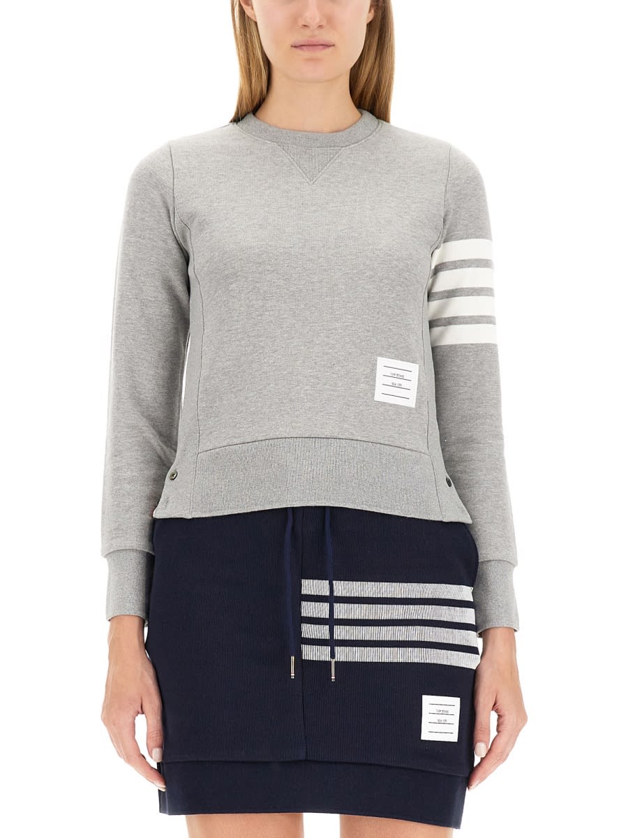 Shop Thom Browne 4bar Crew Neck Sweatshirt In Grey