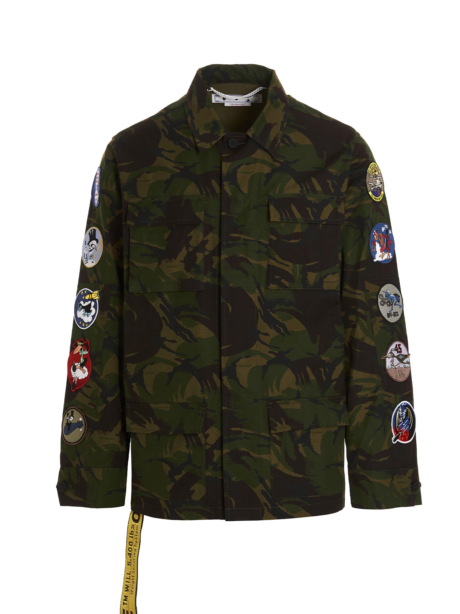 Off-white Green Camou Patch Field Jacket In Green